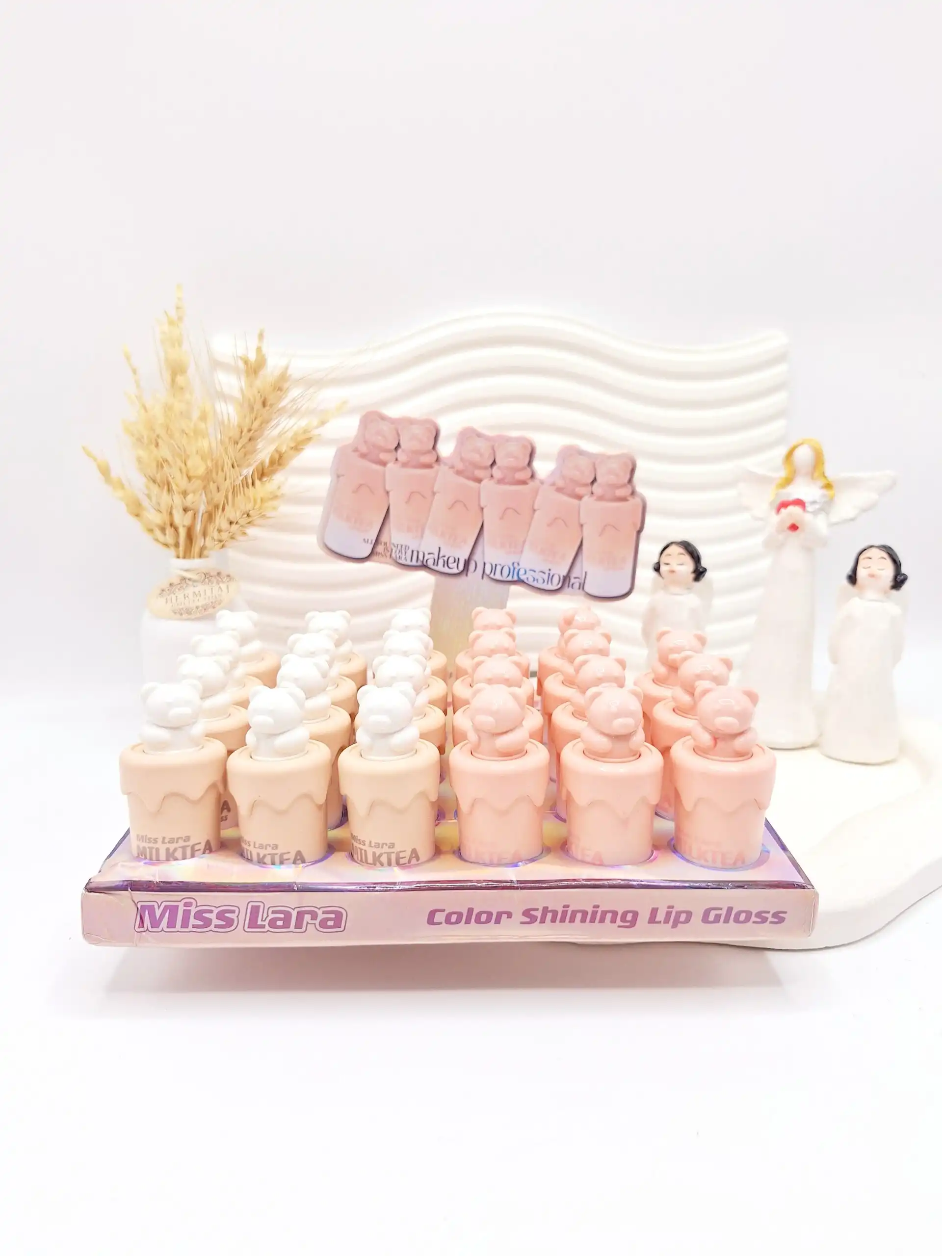 رژ مایع آیس پکی طرح خرسی فوق العاده زیبا مدل MILKTEA برند میس لارا