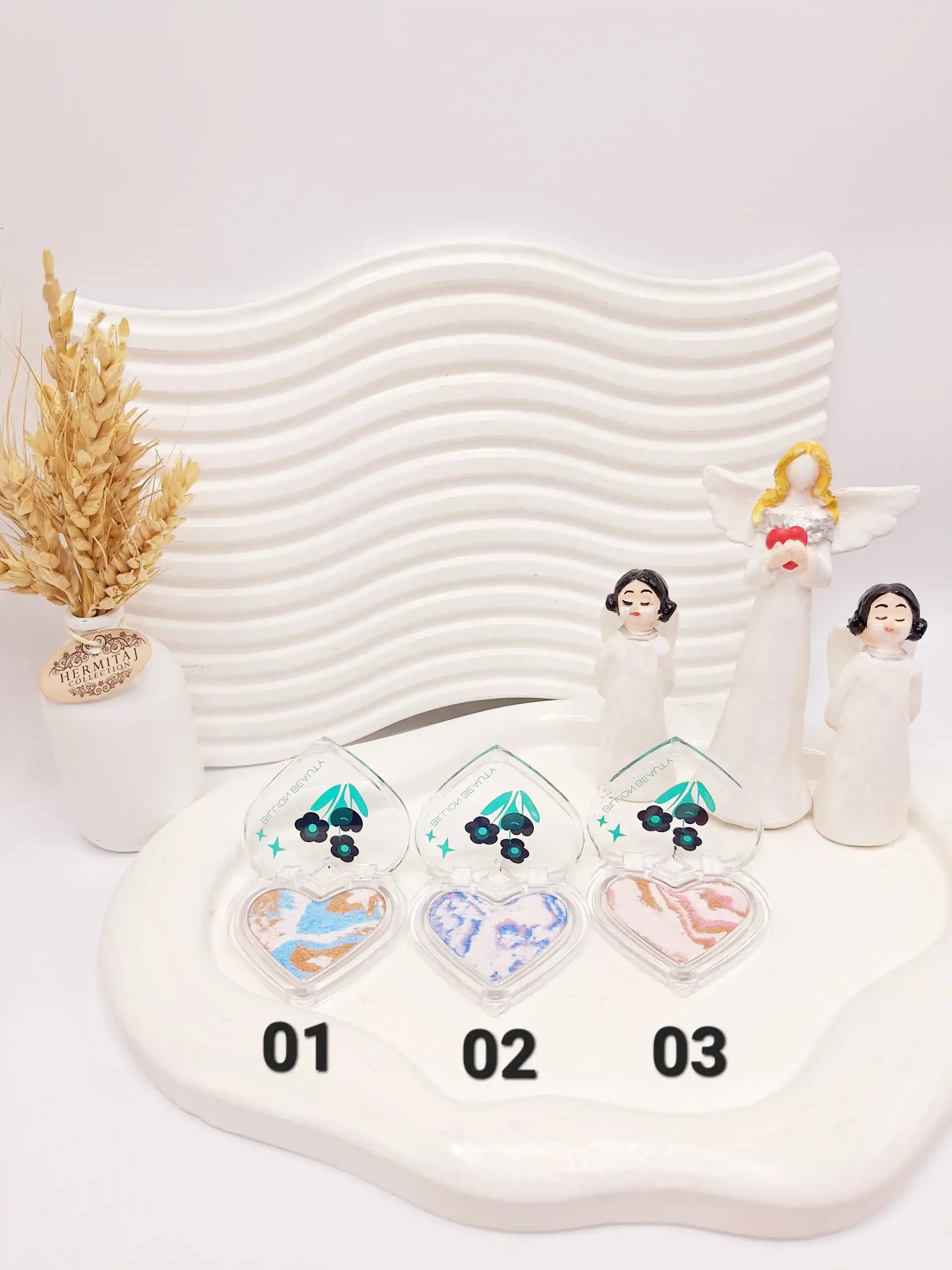 هایلایتر دو رنگ طرح قلب و گل برند BILLION BEAUTY کد 10078