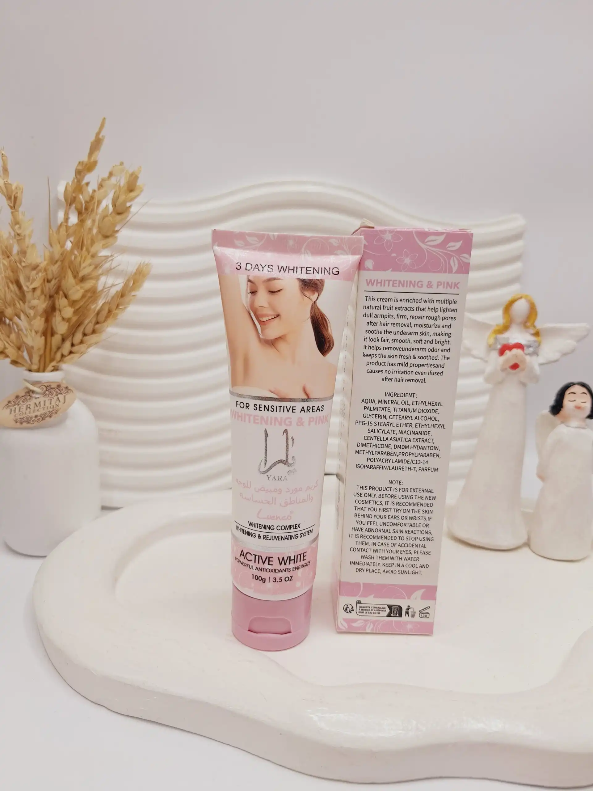 کرم تیوپی صورتی کننده و سفید کننده نواحی حساس برند یارا کد 2458