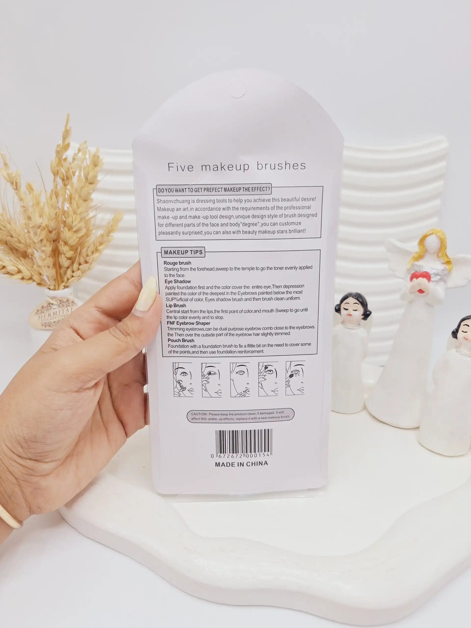 ست براش 5 تیکه کرومی مدل فانتری (رنگ آبی) کد 0154