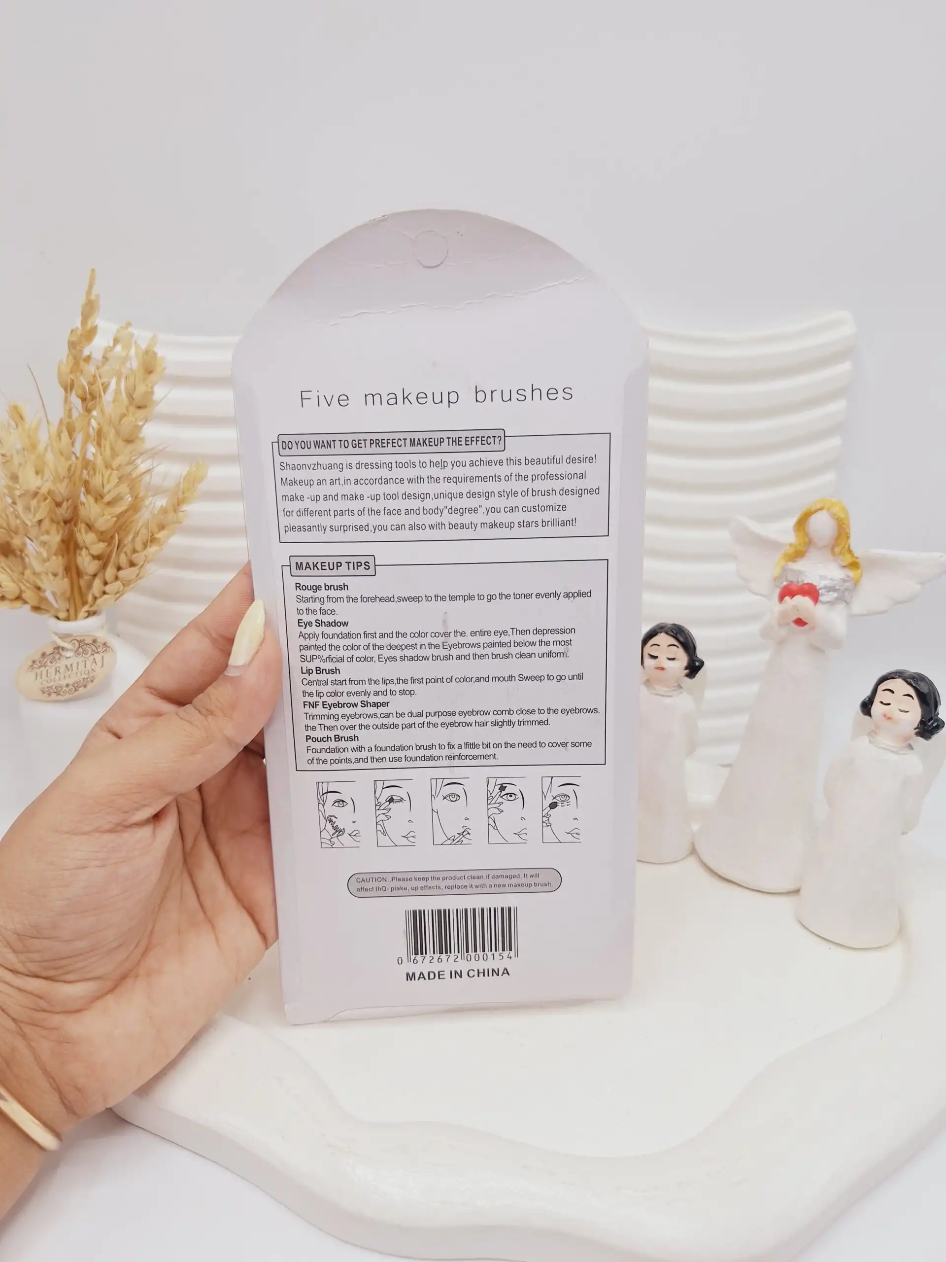 ست براش 5 تیکه کرومی مدل فانتری (رنگ صورتی) کد 0154