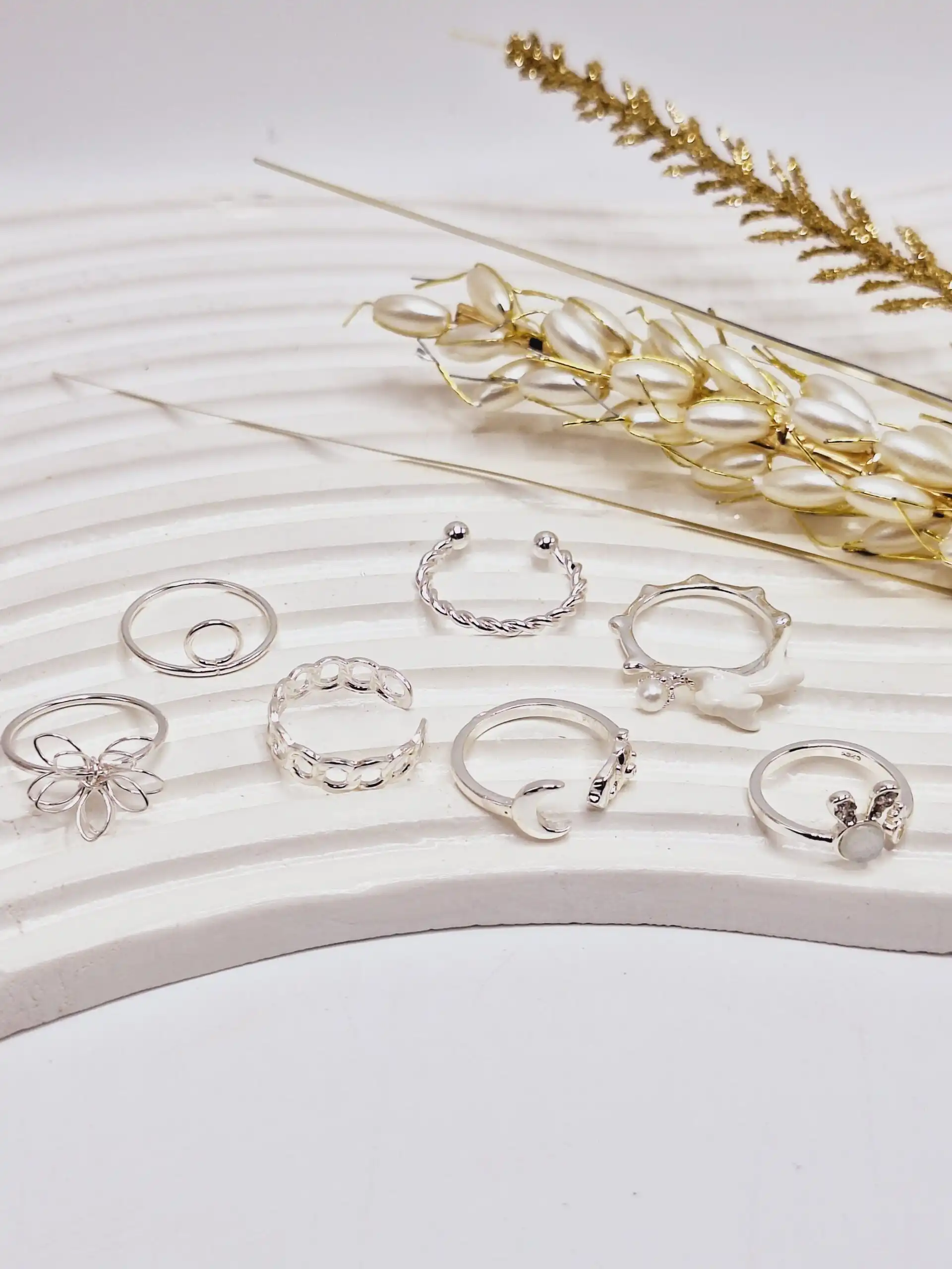 پک انگشتر Selena نقره ای طرح خرگوش آبکاری رادیوم