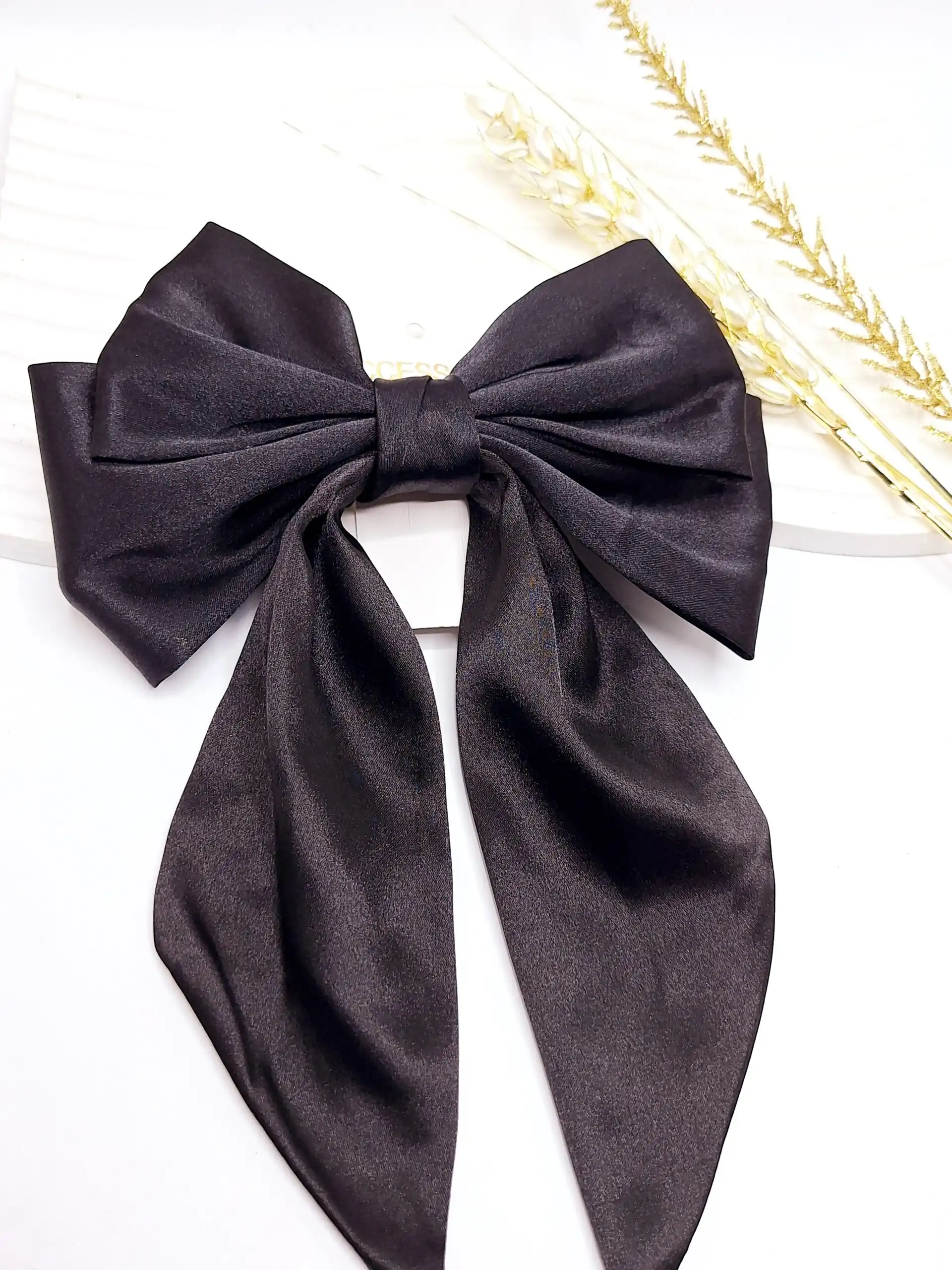 گیره یا گلسر مو فرانسوی طرح پاپیون جنس ساتن با کیفیت (رنگ مشکی)