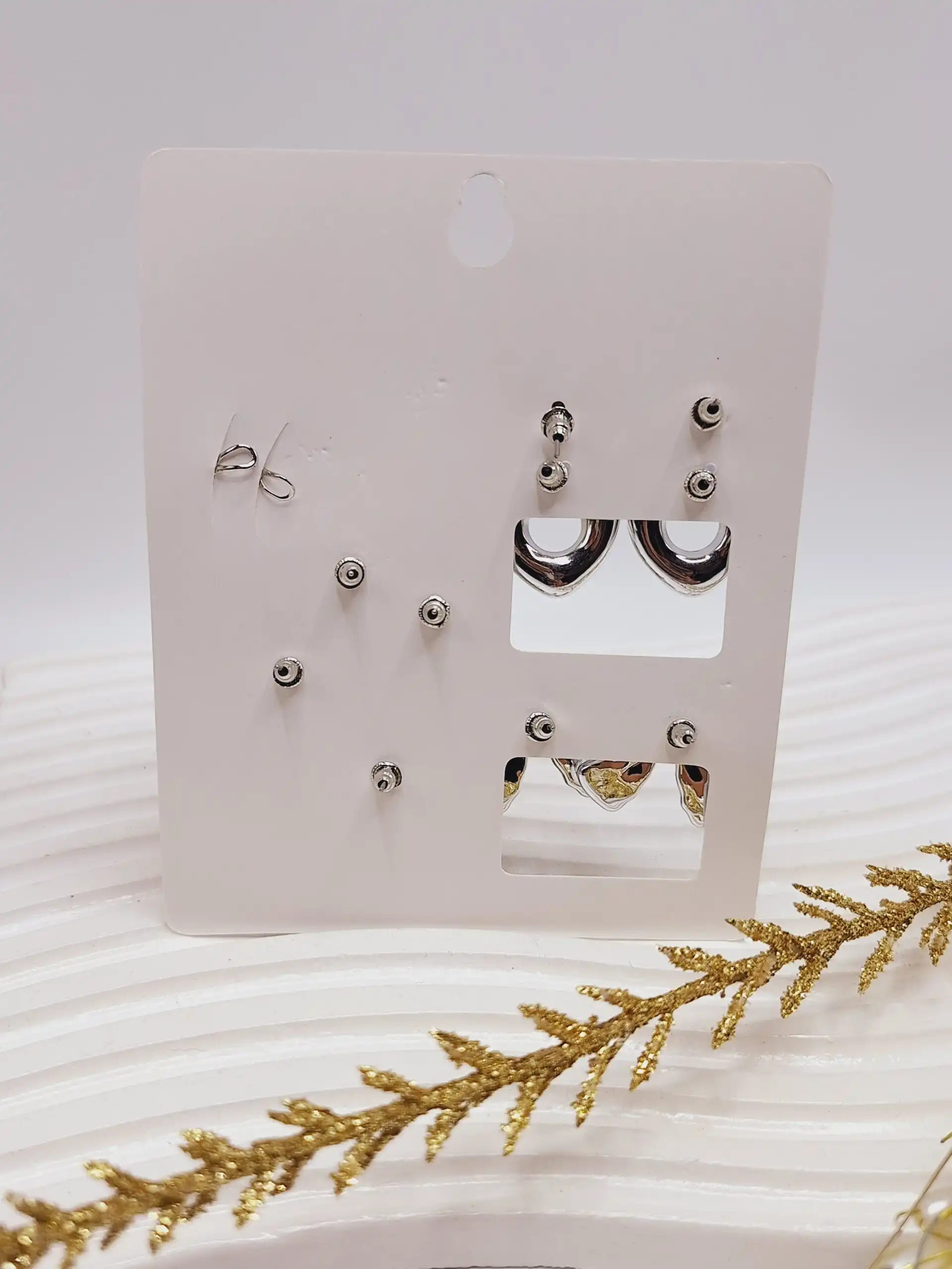 پک گوشواره ایرکاف دار آب نقره مدل قلب