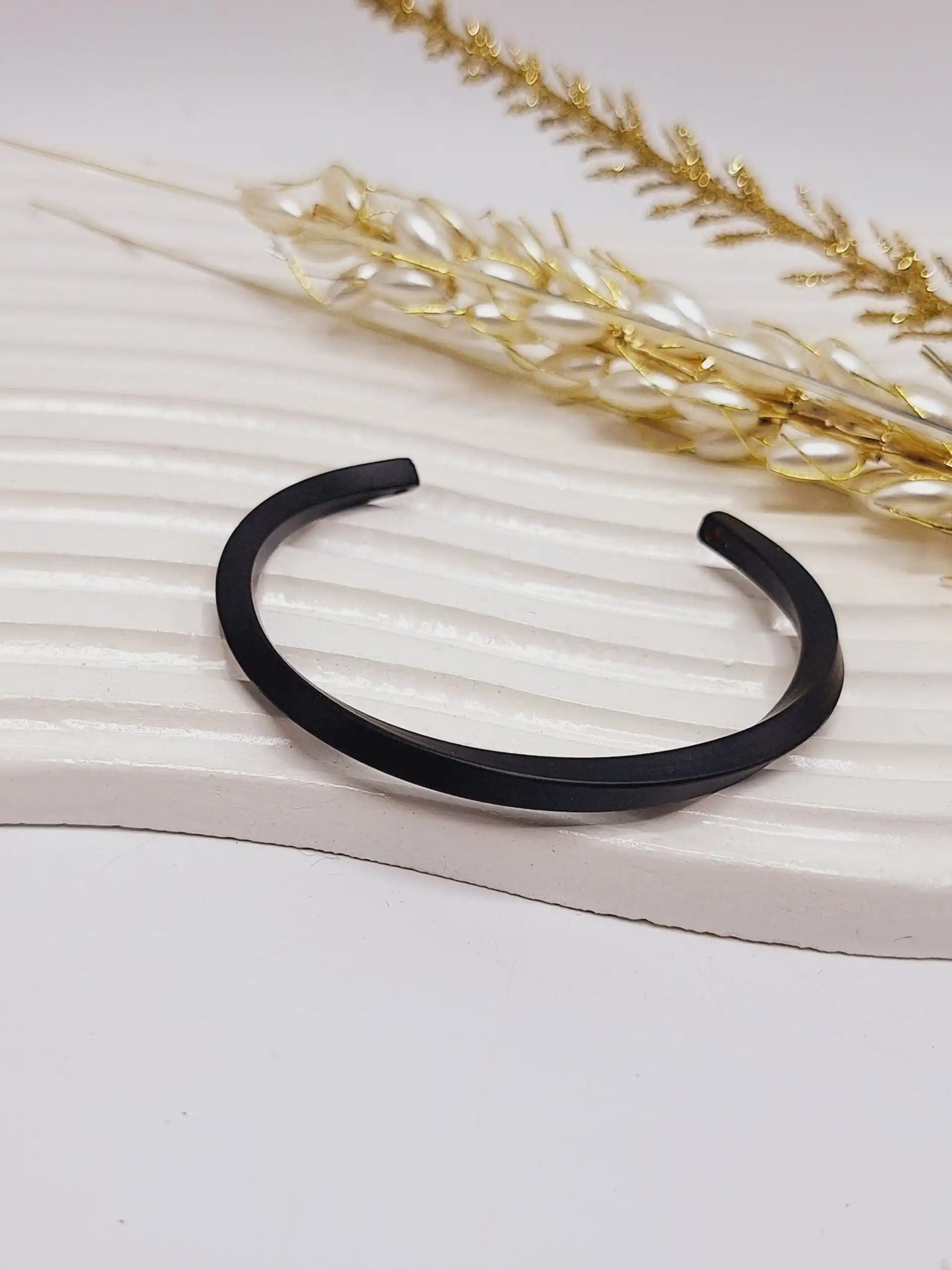 دستبند بنگل مردانه استیل مشکی