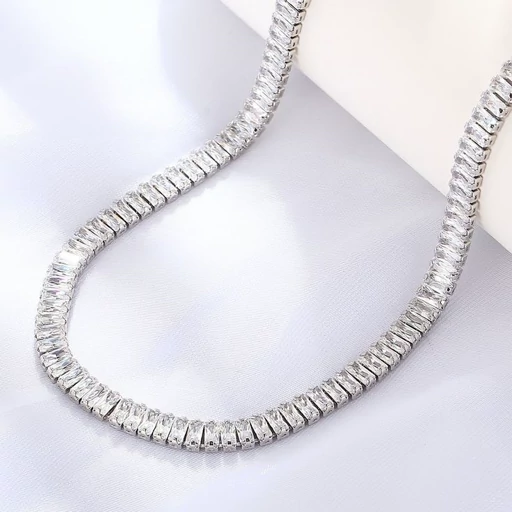 گردنبند جواهری تنیسی پرطرفدار فول نگین استیل