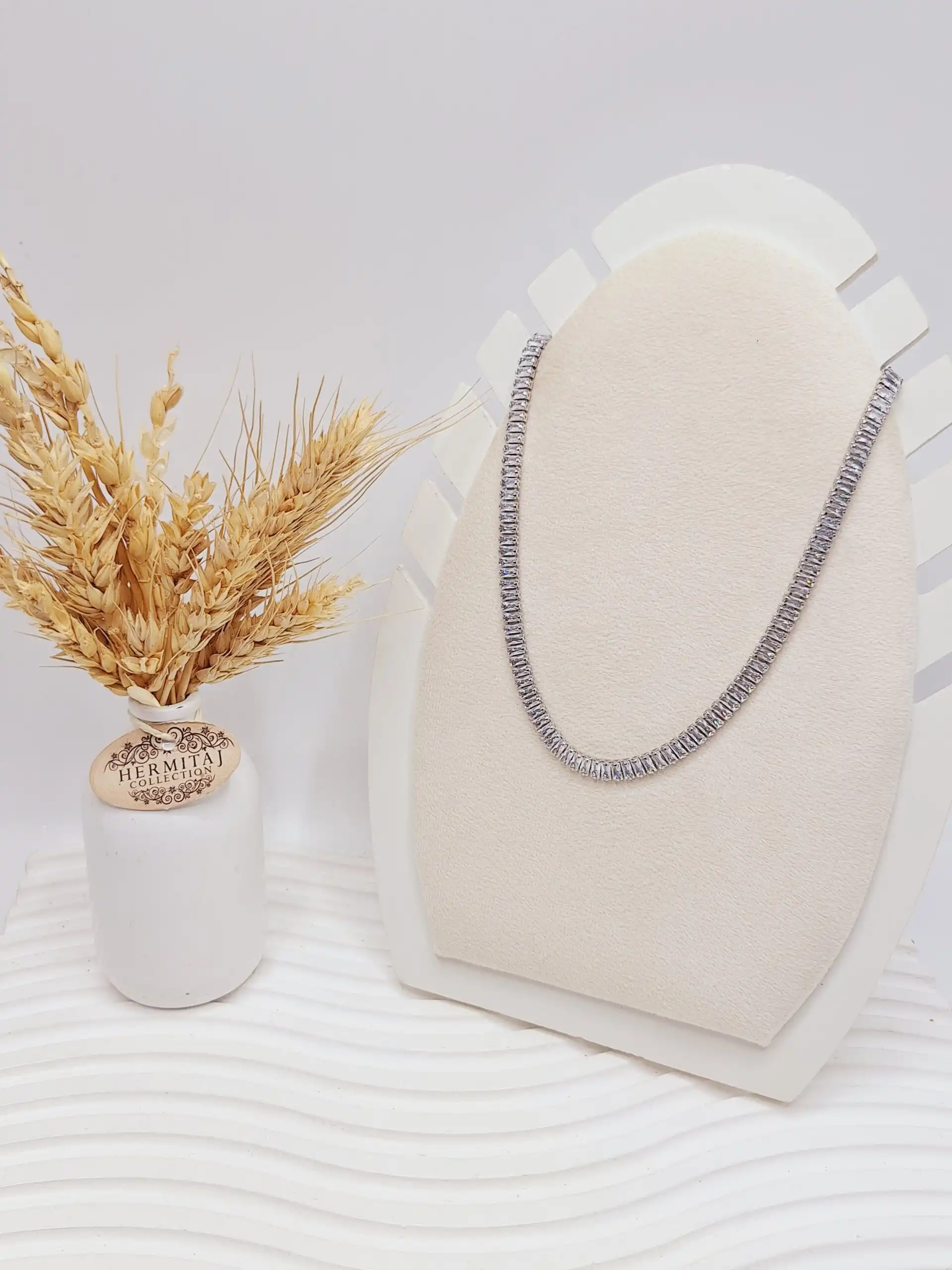 گردنبند جواهری تنیسی پرطرفدار فول نگین استیل