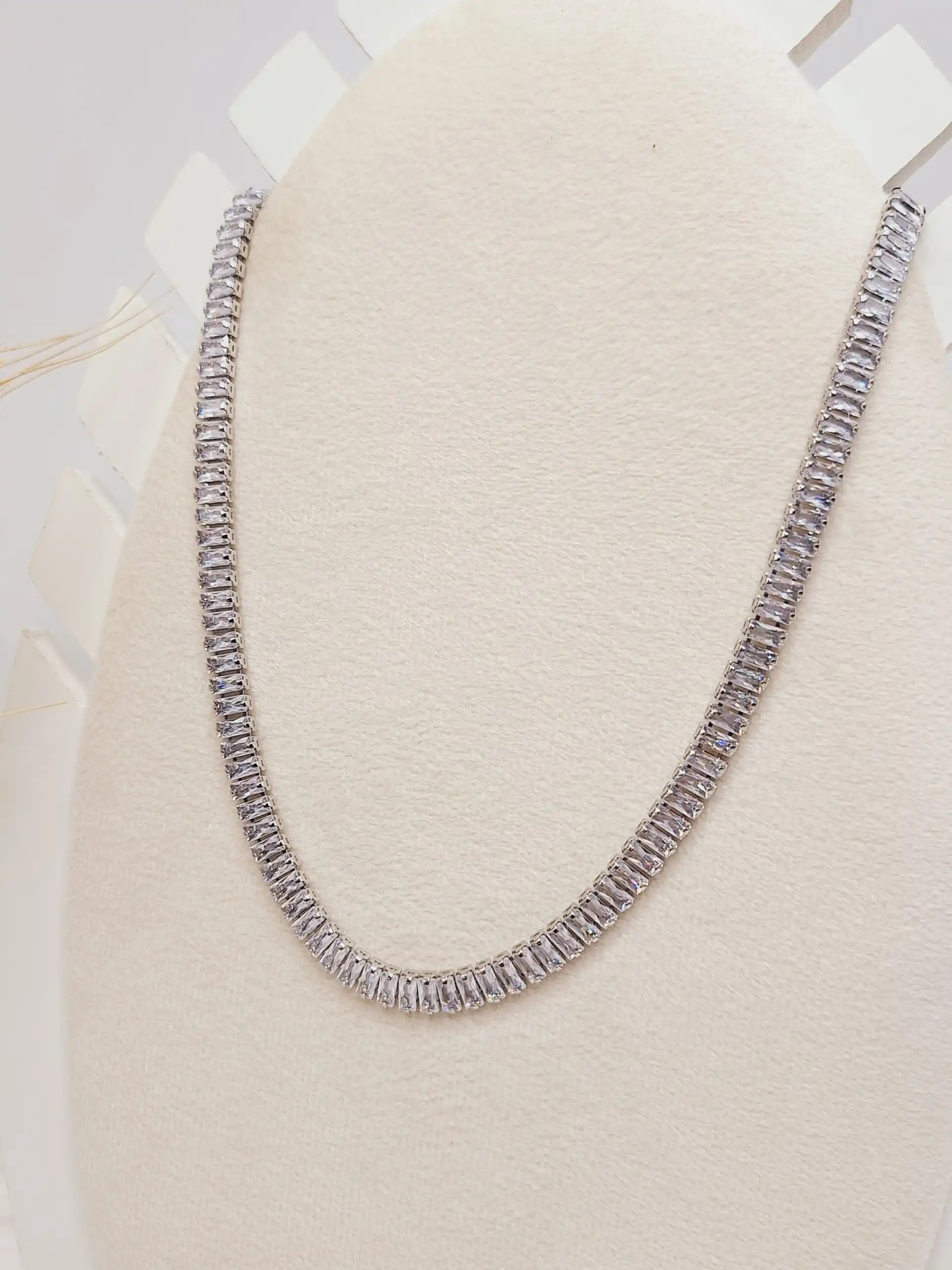 گردنبند جواهری تنیسی پرطرفدار فول نگین استیل