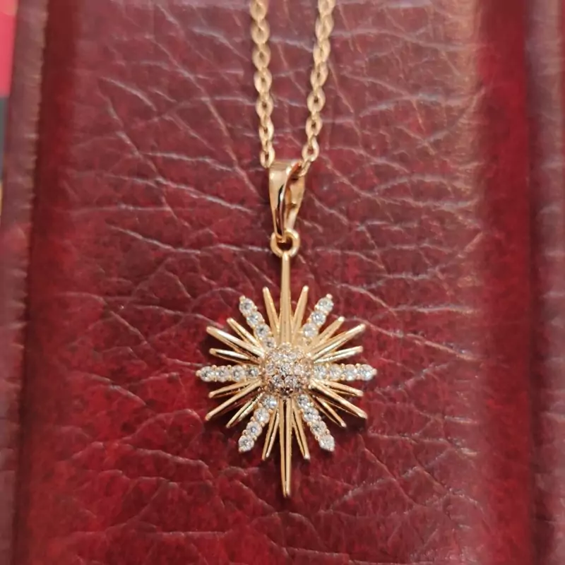 پلاک گل شاخه ای نگین دار مینمال طلایی ژوپینگ