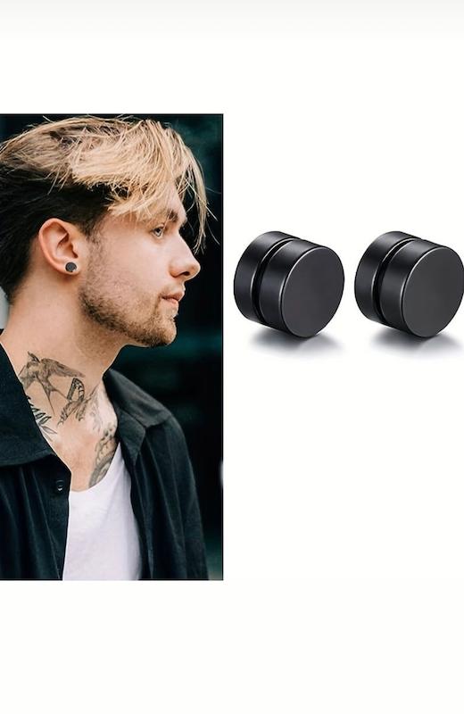 پرسینگ فیک مگنتی گوش رنگ مشکی مناسب آقایان