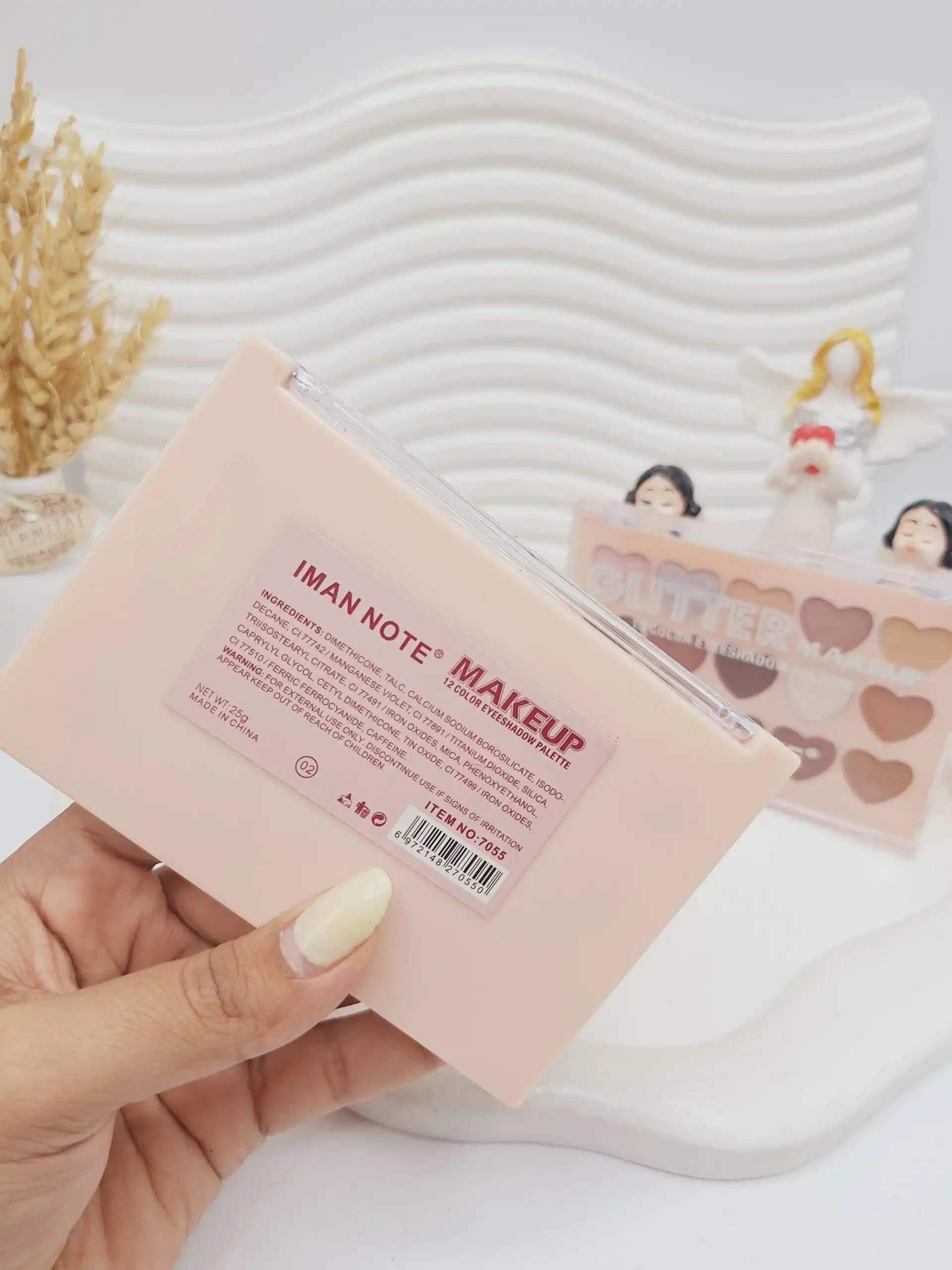 پالت سایه چشم 15 رنگ گلیتری IMAN NOTE طرح قلب کد 7055