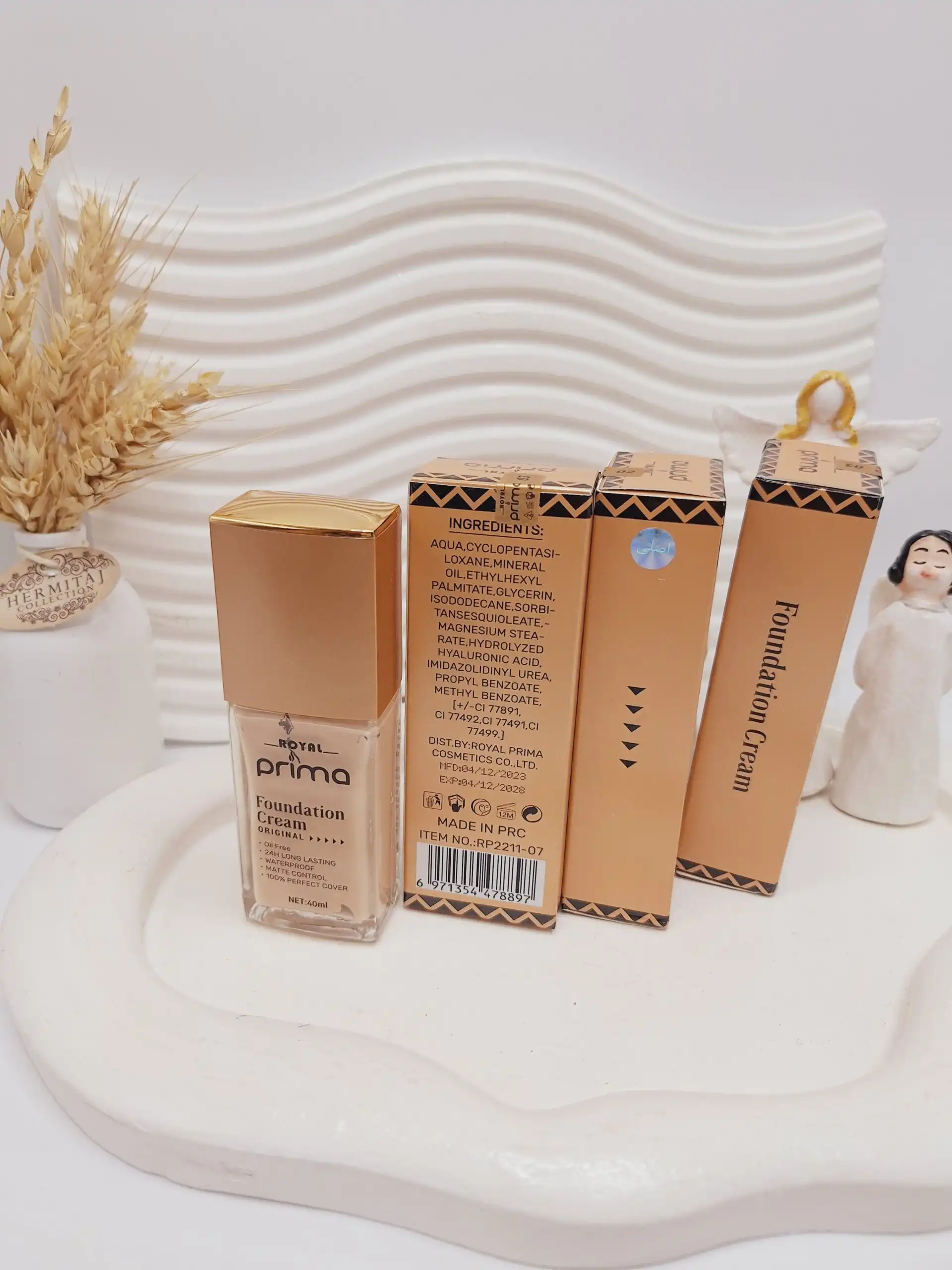 کرم گریم شیشه ای رویال پریما کاور دهی عالی و سبک 24 ساعته کد 8897