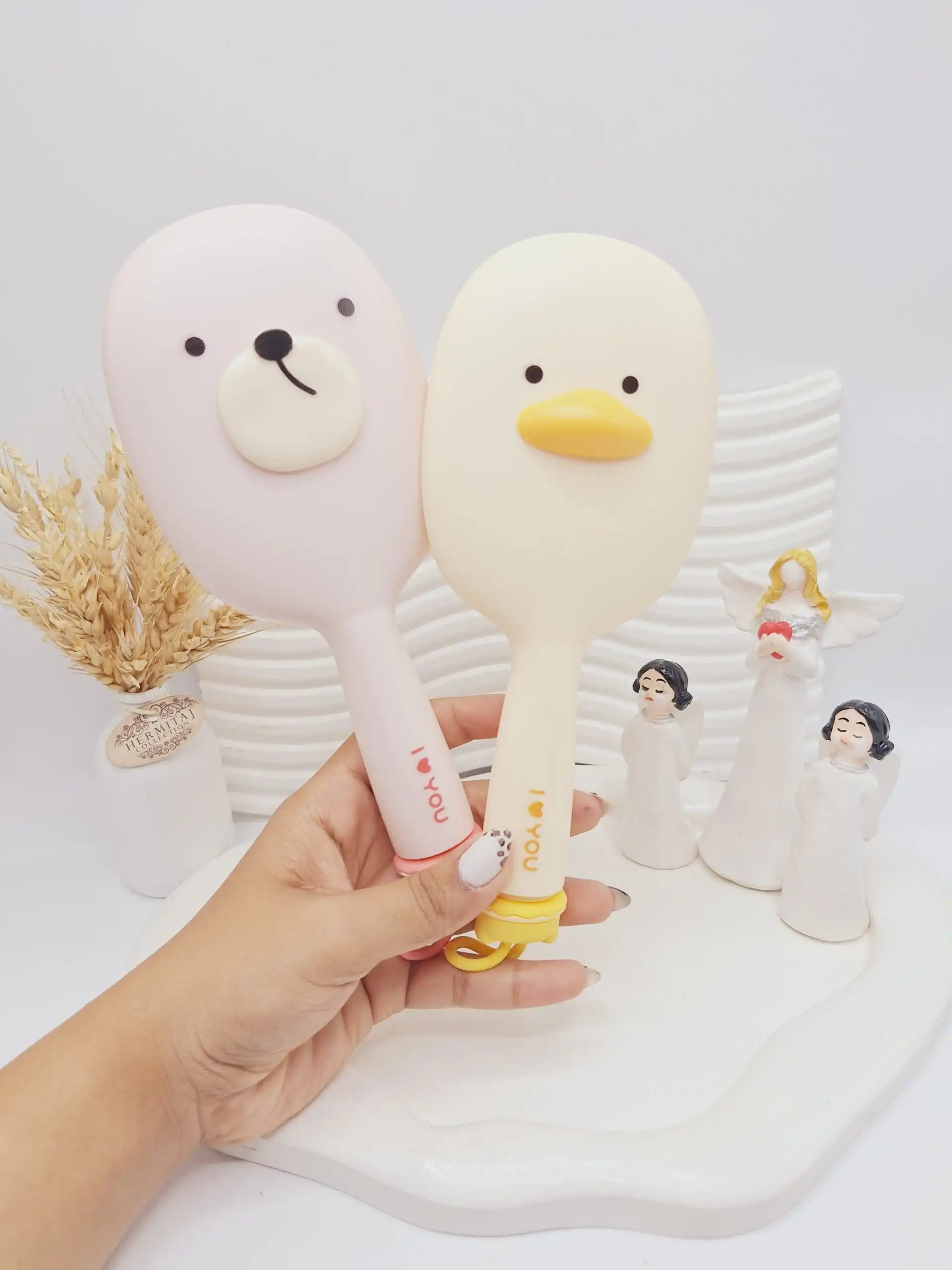 برس فانتزی طرح اردک و خرس همراه اپلیکاتور پاک کننده برس