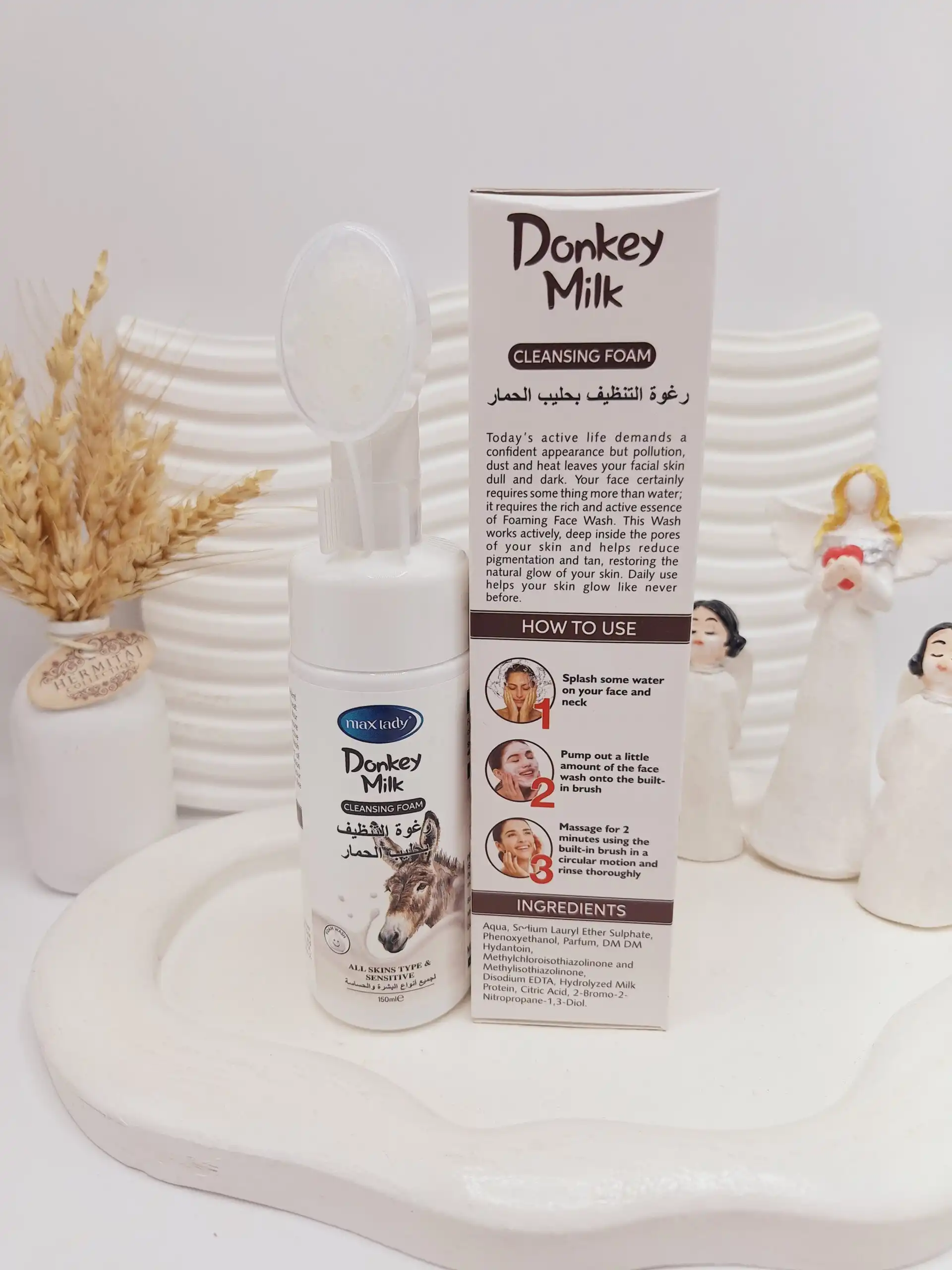 فوم شستشوی صورت شفاف و روشن کننده شیر الاغ مکس لیدی کد 9052