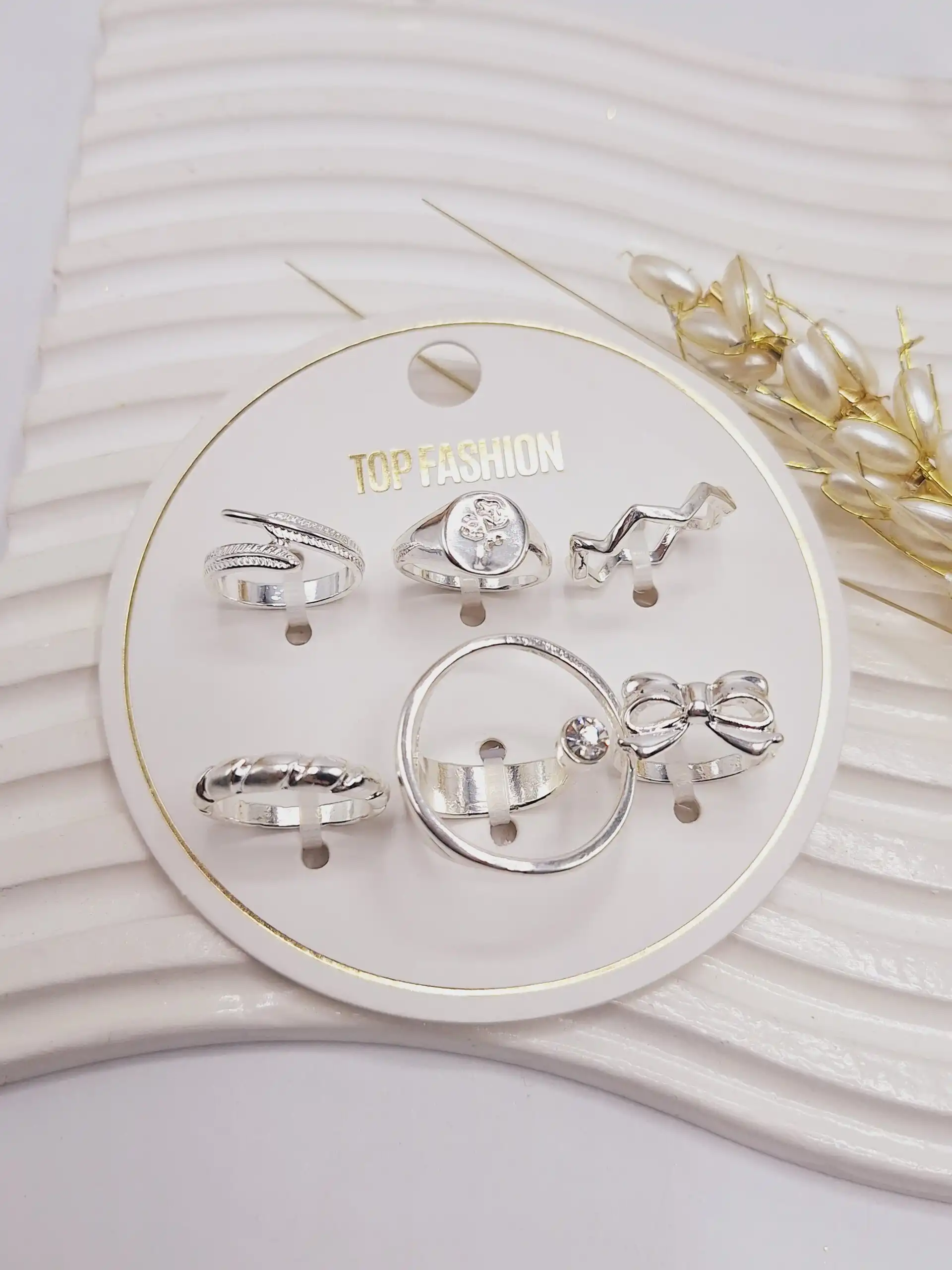 پک انگشتر آبکاری رادیوم طرح شماره 7 رنگ نقره ای