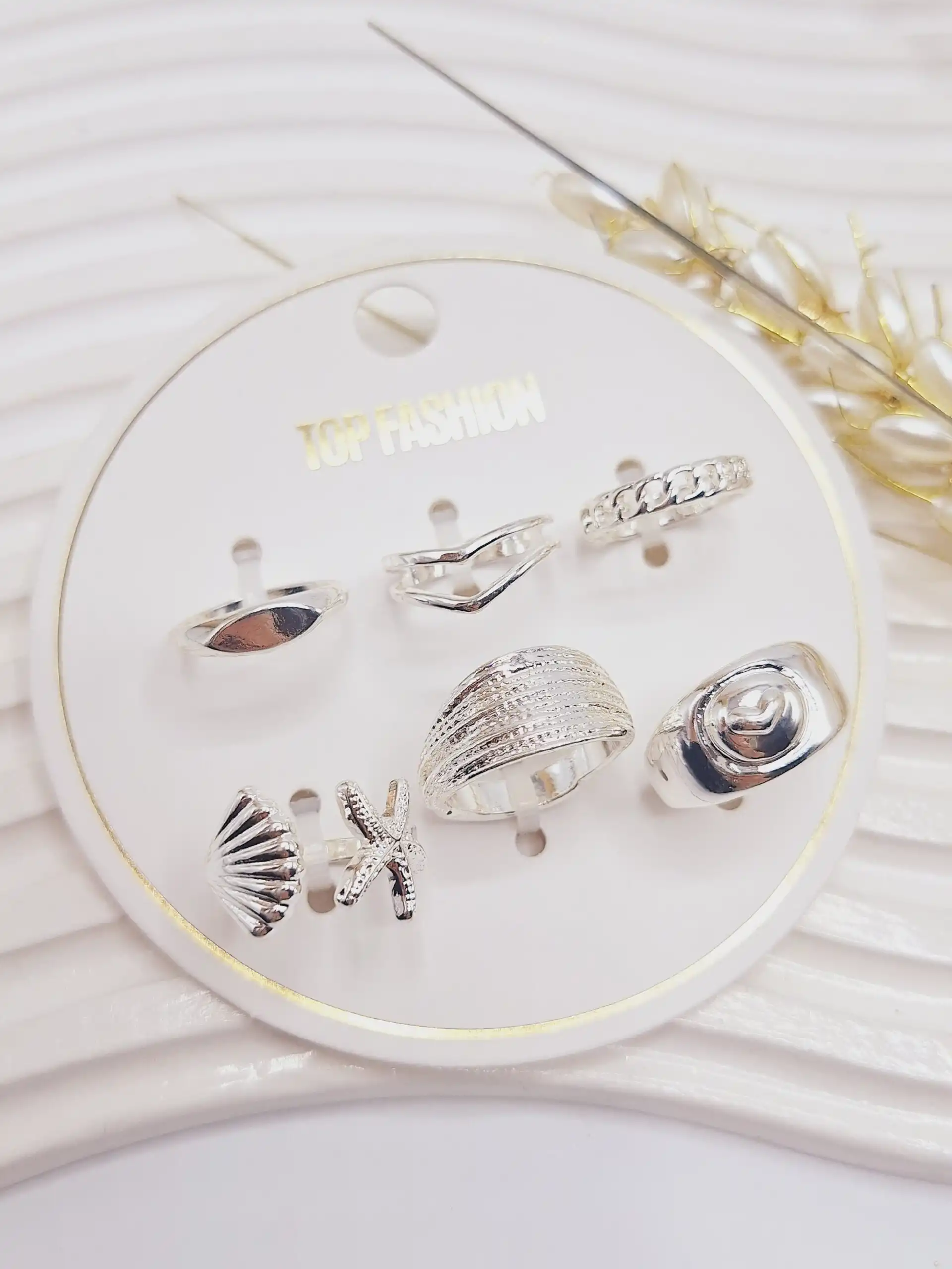 پک انگشتر آبکاری رادیوم طرح شماره 6 رنگ نقره ای