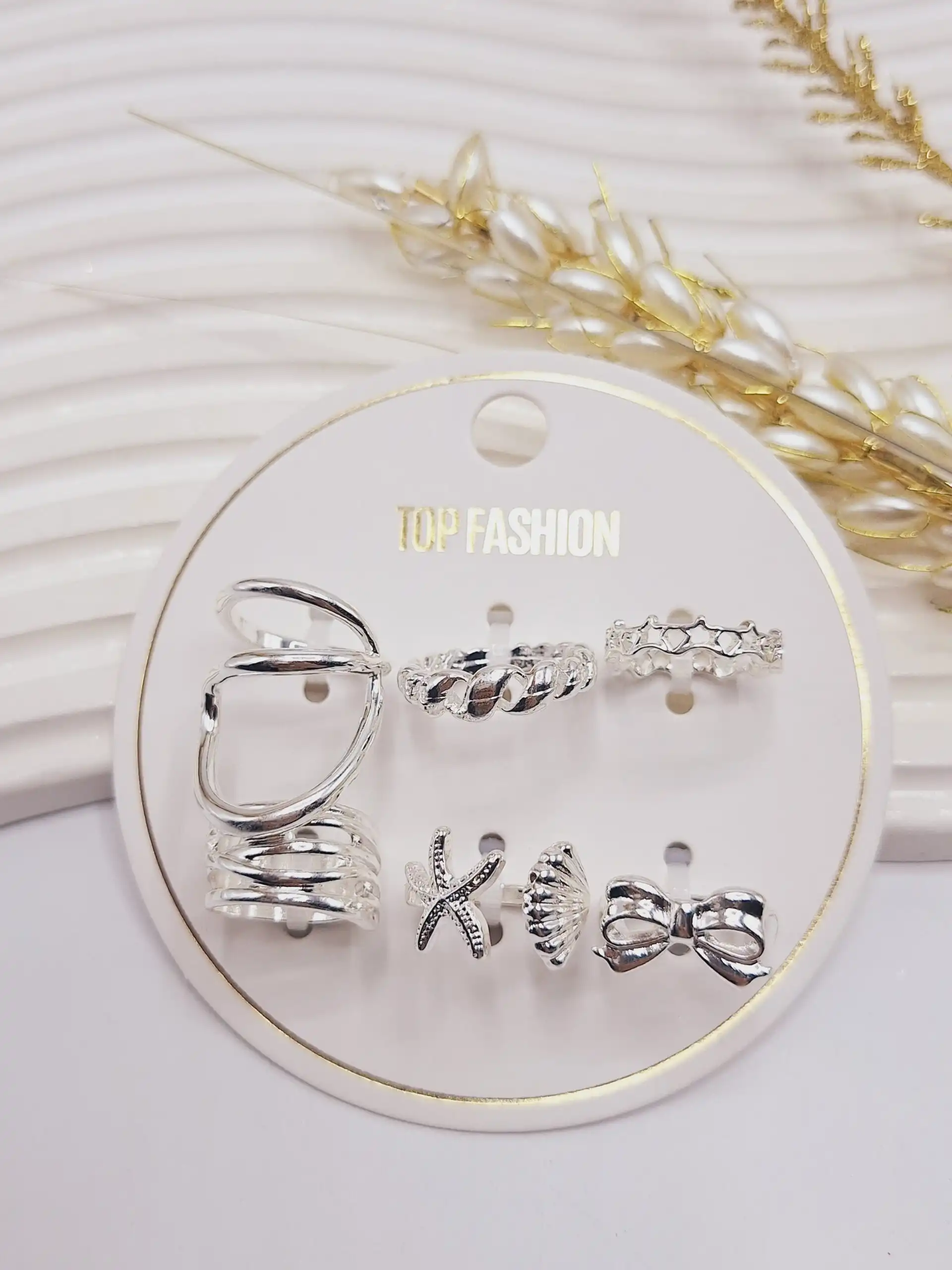 پک انگشتر آبکاری رادیوم طرح شماره 5 رنگ نقره ای