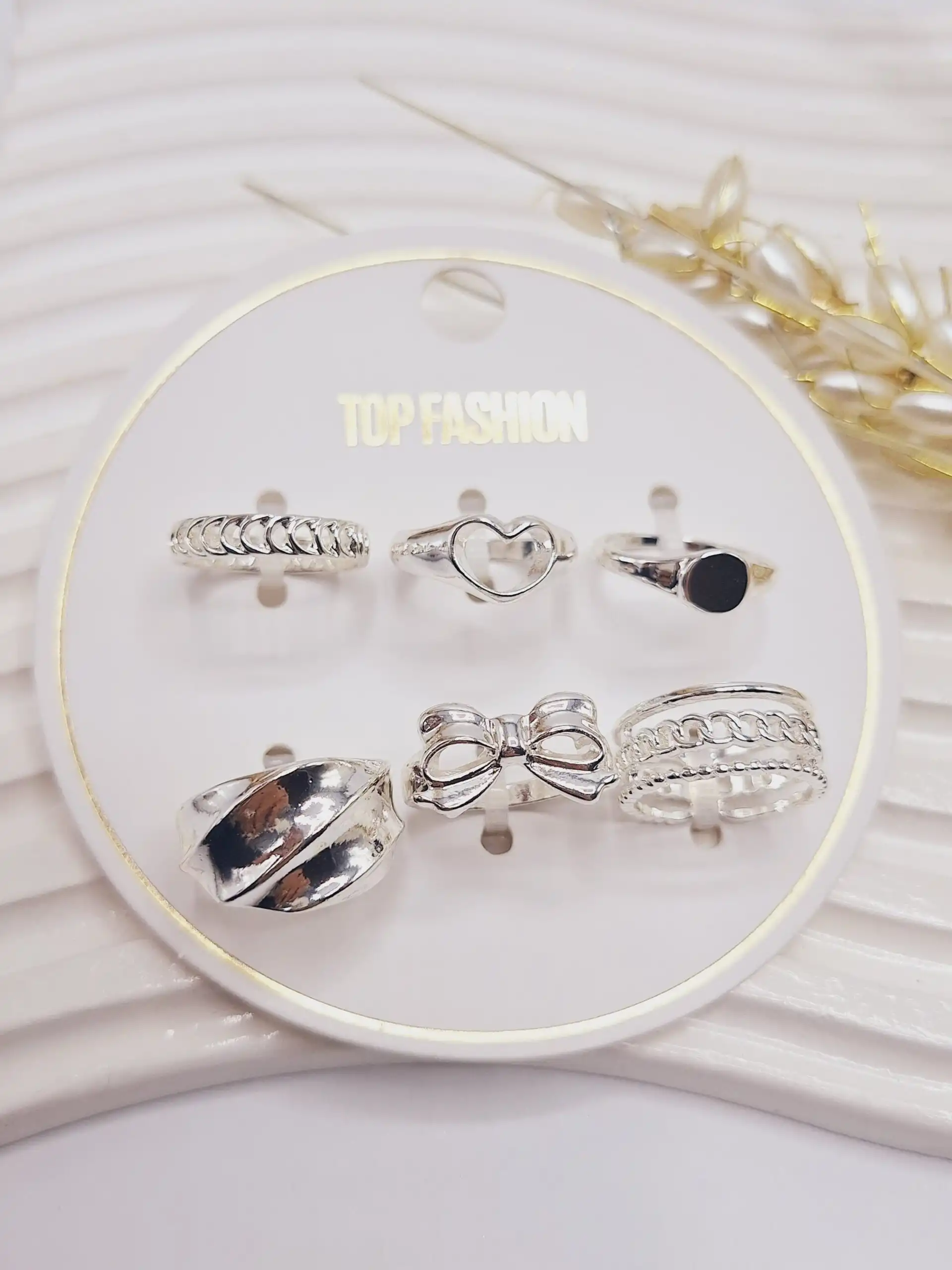 پک انگشتر آبکاری رادیوم طرح شماره 4 رنگ نقره ای