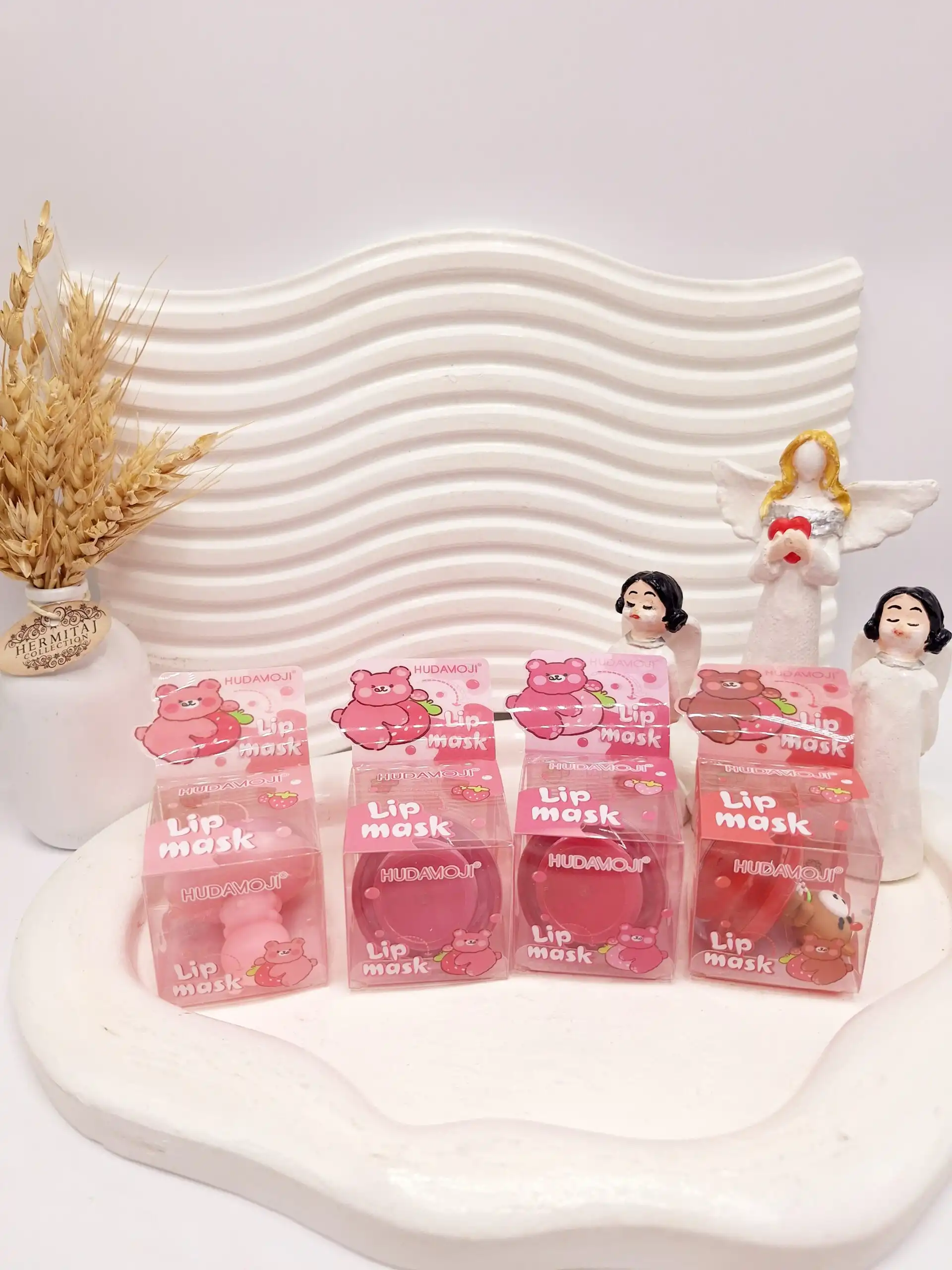 ماسک رژ لب کاسه ای HUDAMOJI طرح خرسی کد 014