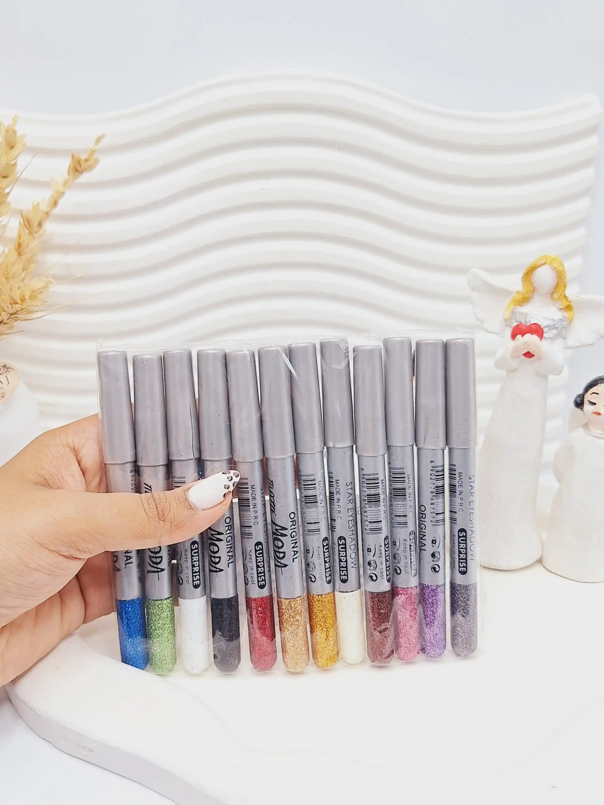 پک 12 تایی مداد چشم گلیتری MATTE MODA اورجینال