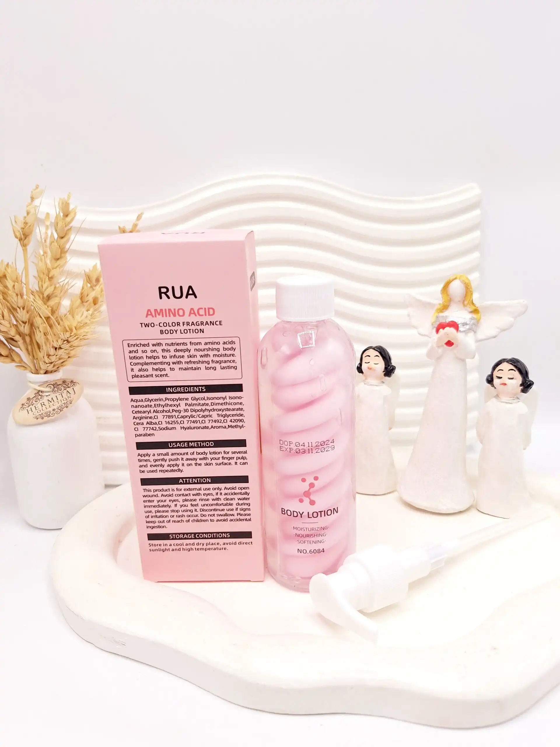 لوسیون بدن آمینو اسید صورتی مارشمالو برند RUA کد 0848