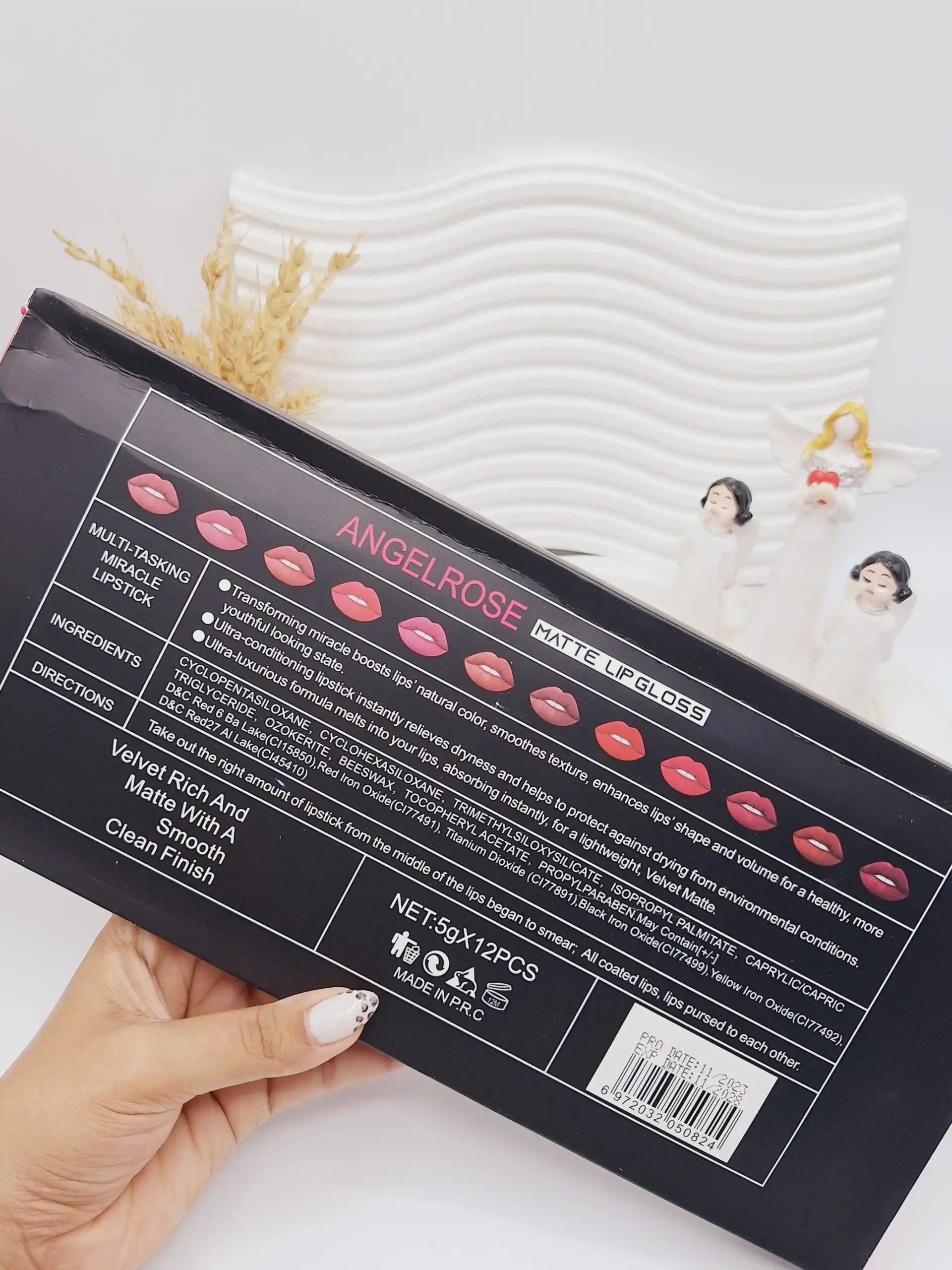 پک رژ لب مایع 12 تایی مات و مخملی برند ANGELROSE کد 0824