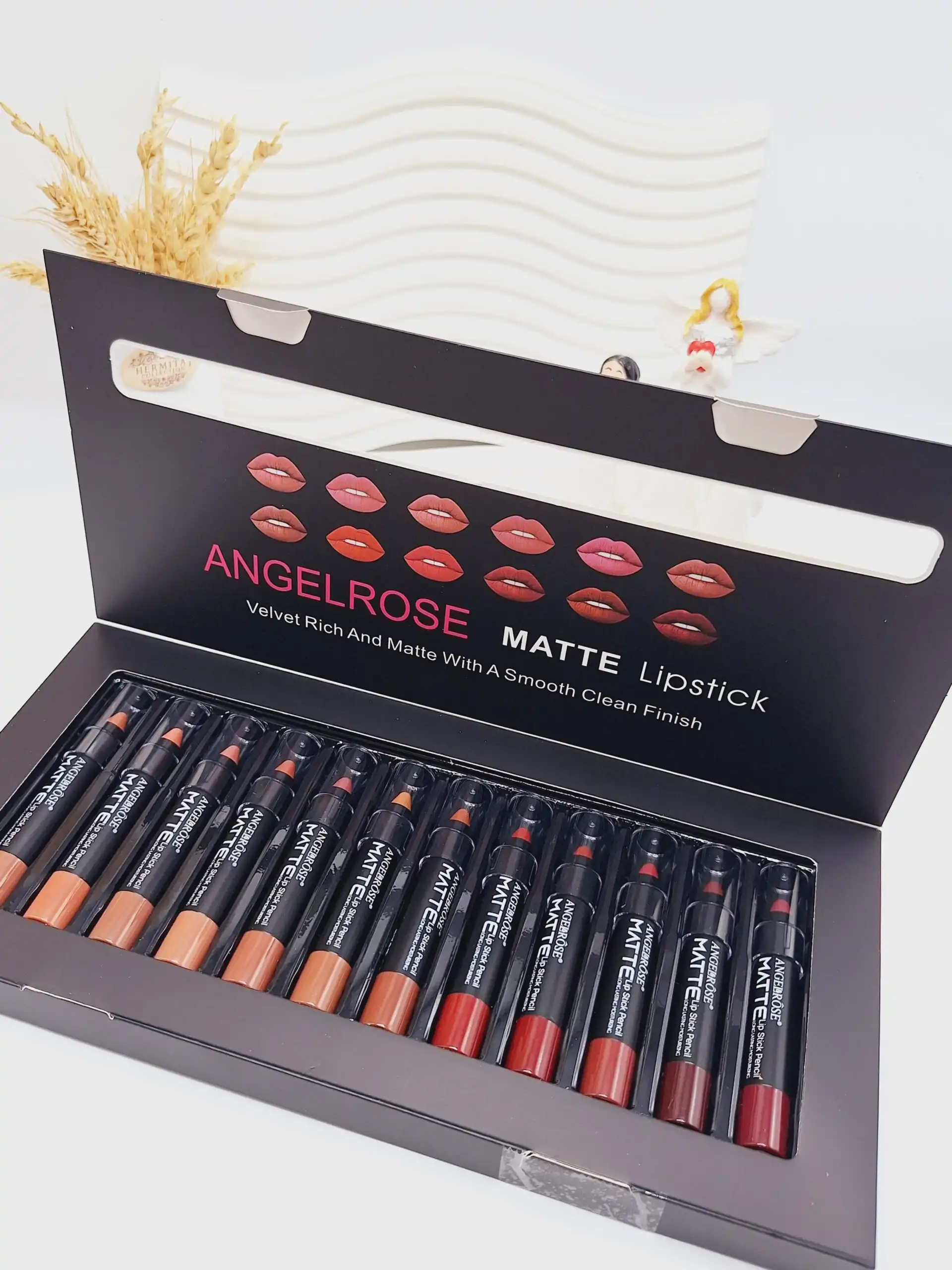 پک رژ لب 12 تایی پیچی مات برند ANGELROSE