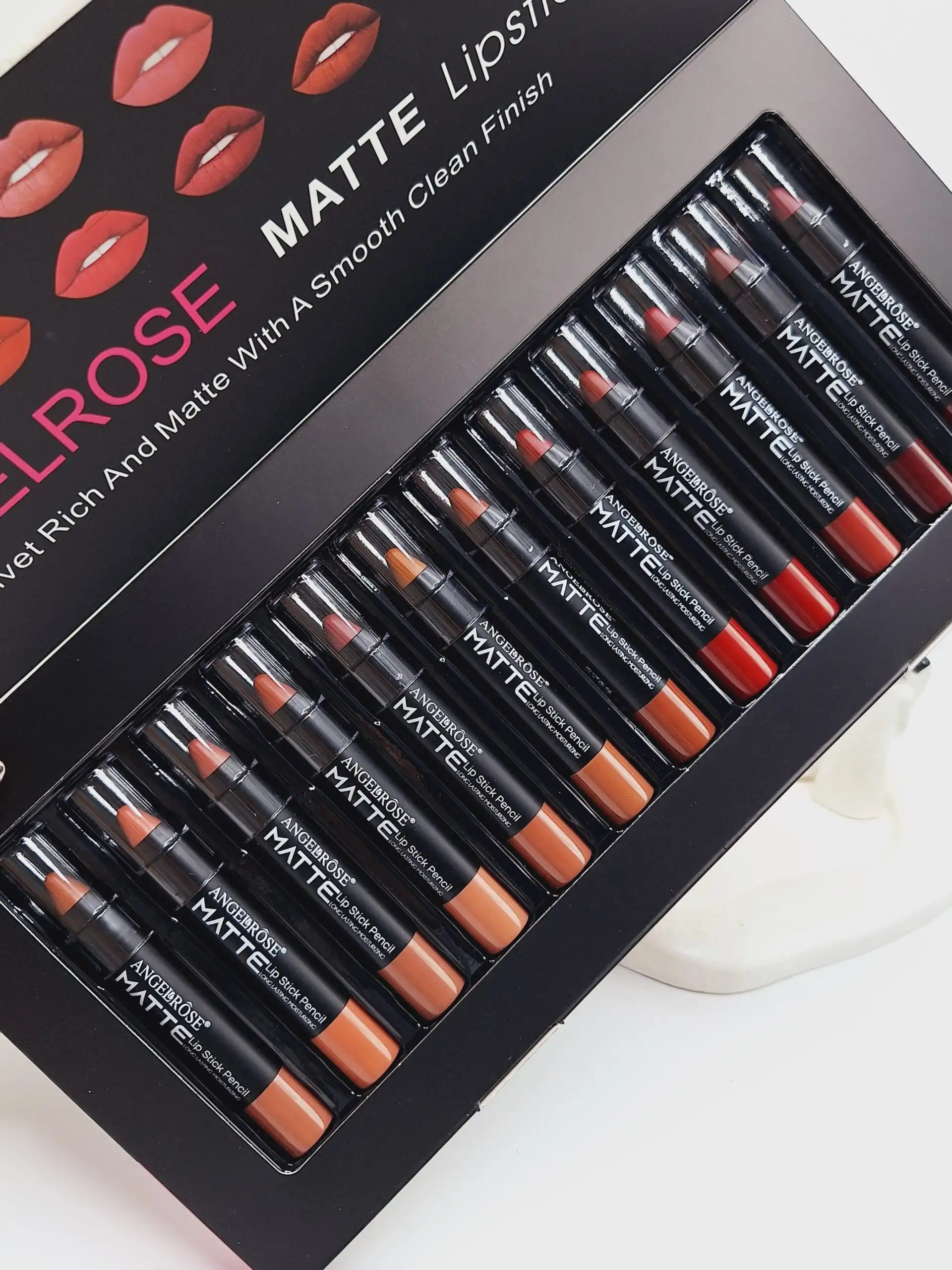 پک رژ لب 12 تایی پیچی مات برند ANGELROSE
