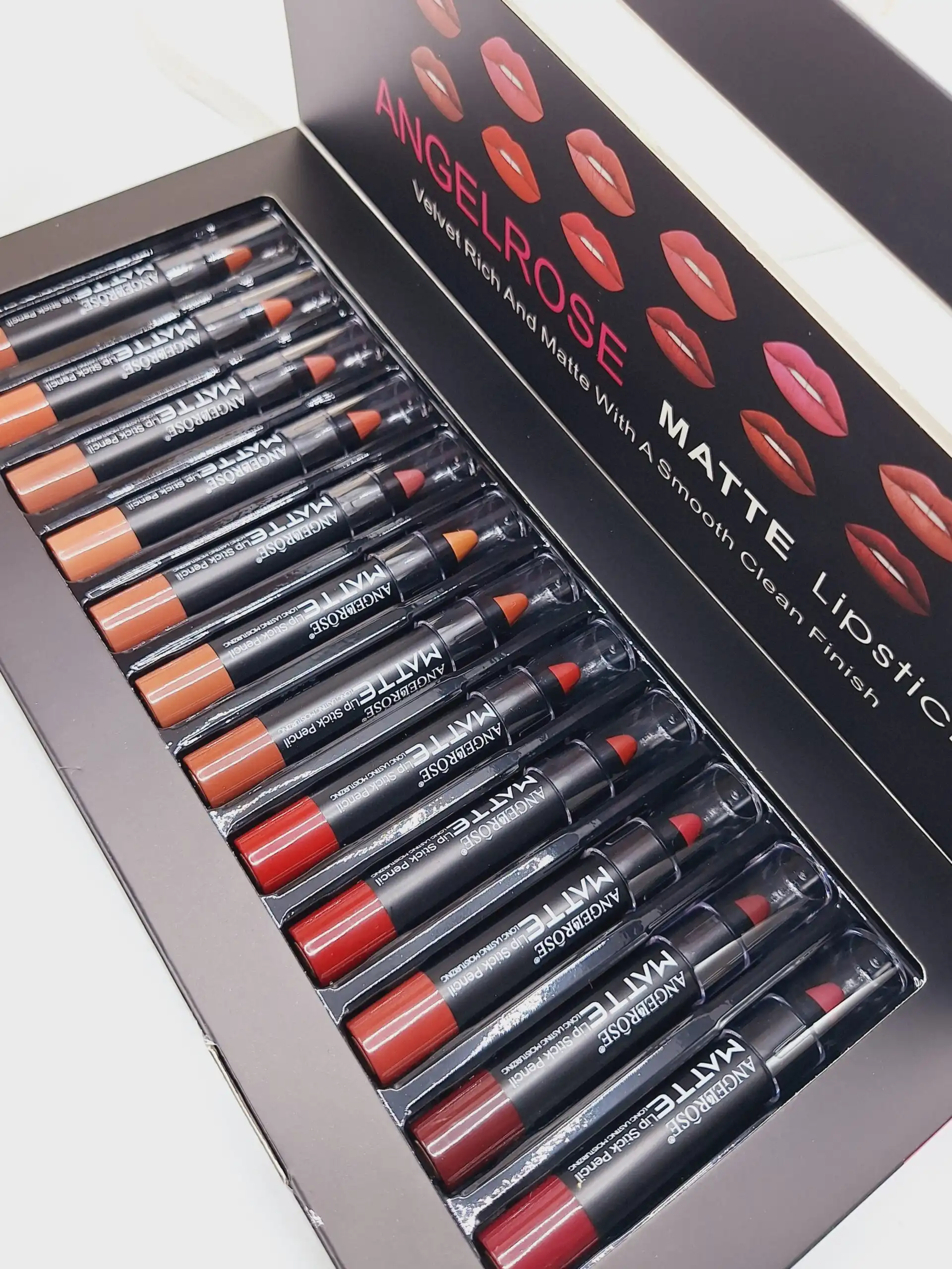 پک رژ لب 12 تایی پیچی مات برند ANGELROSE