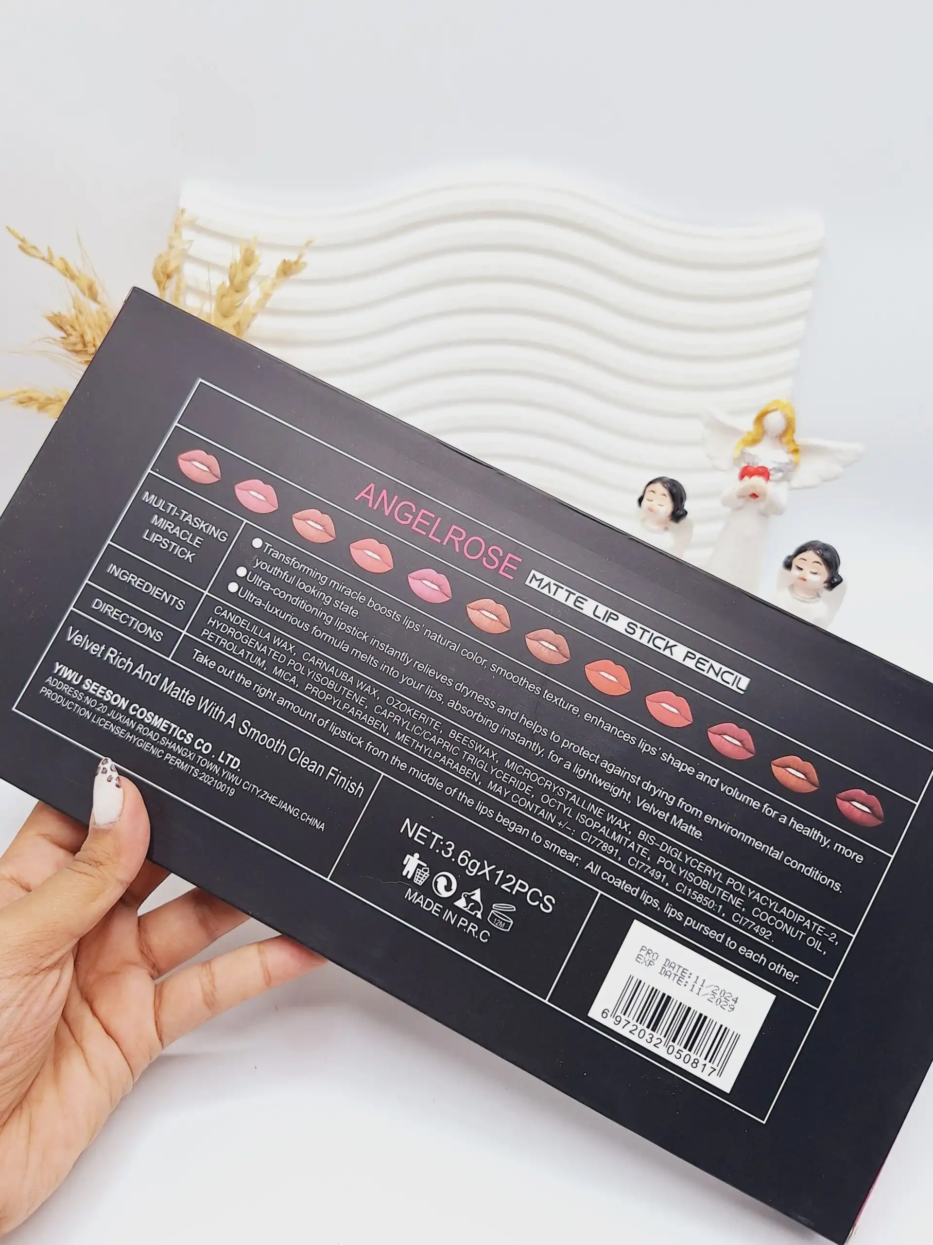 پک رژ لب 12 تایی پیچی مات برند ANGELROSE