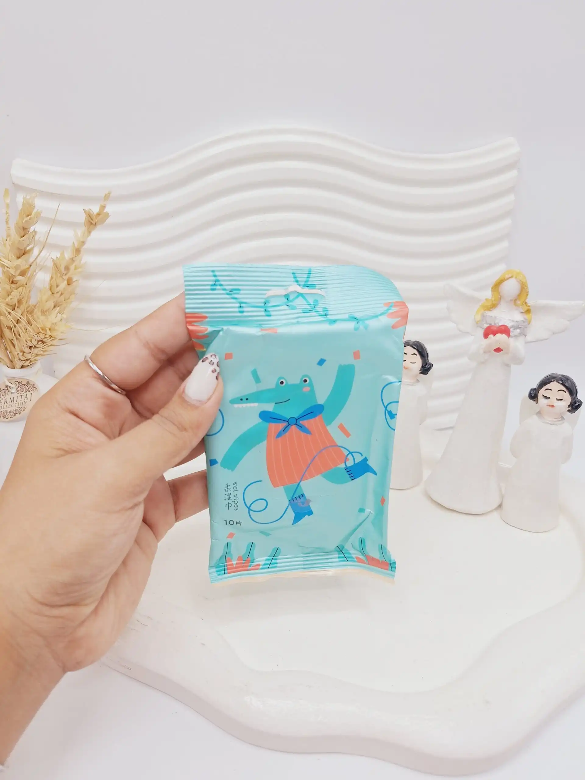 دستمال مرطوب 10 تایی طرح حیوانات بامزه کد 0780