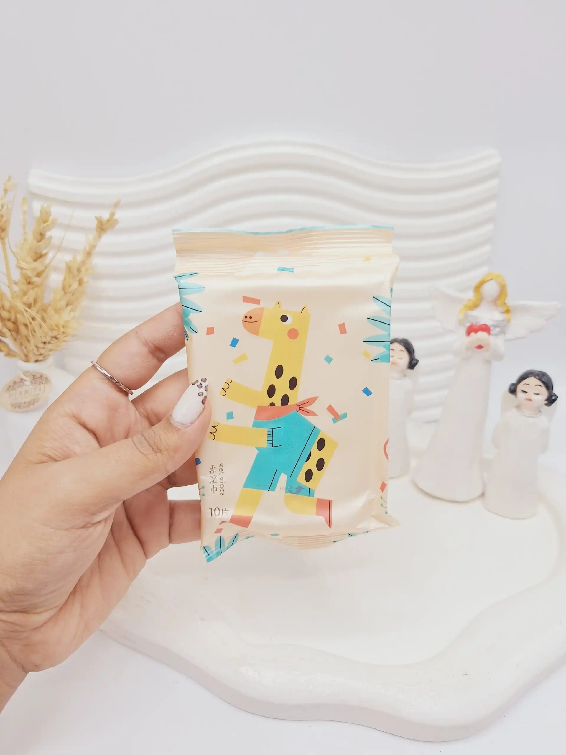 دستمال مرطوب 10 تایی طرح حیوانات بامزه کد 0780