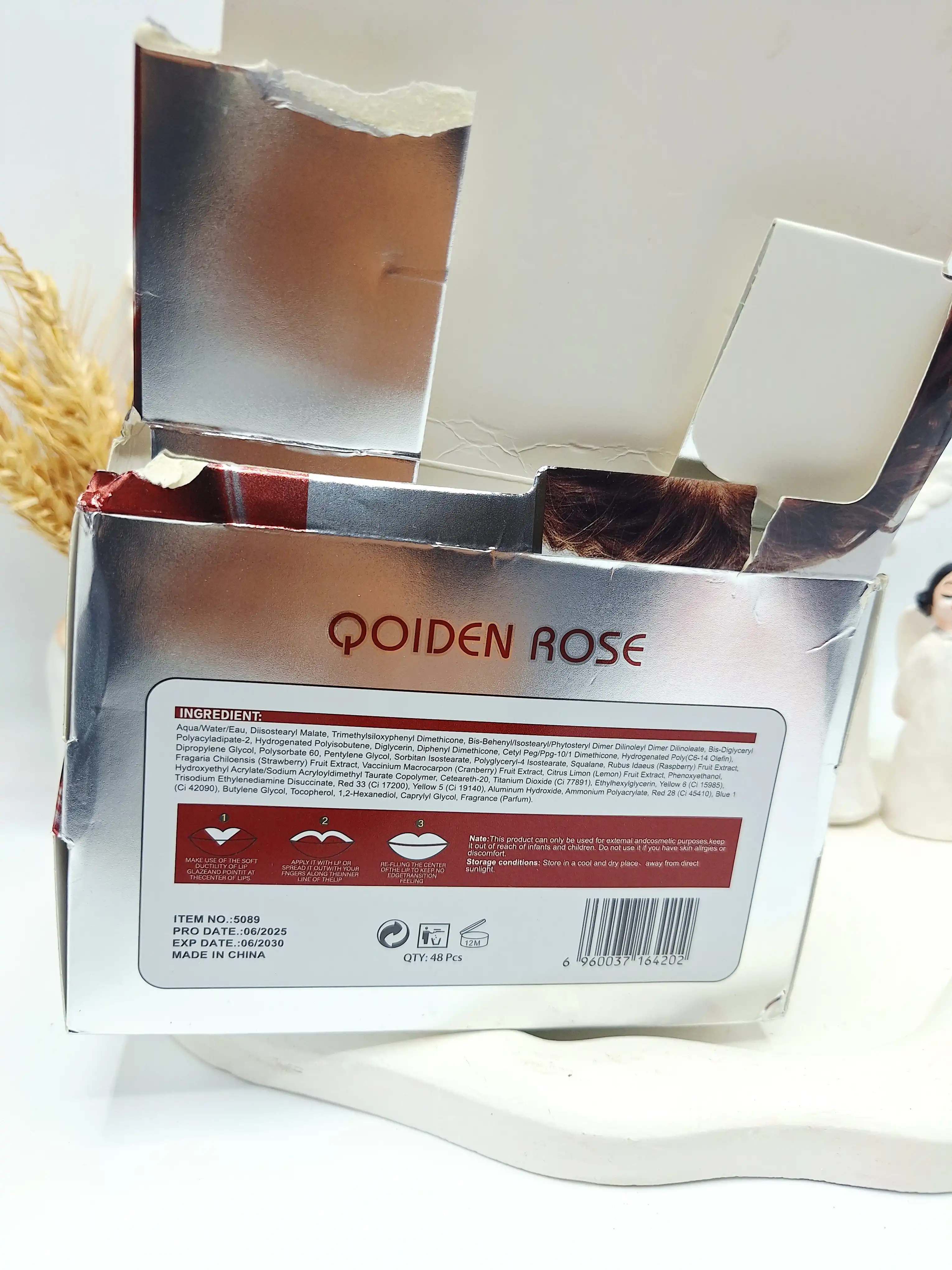 پک رژ مایع 8 تایی بدون سرب QOIDEN ROSE کد 5089