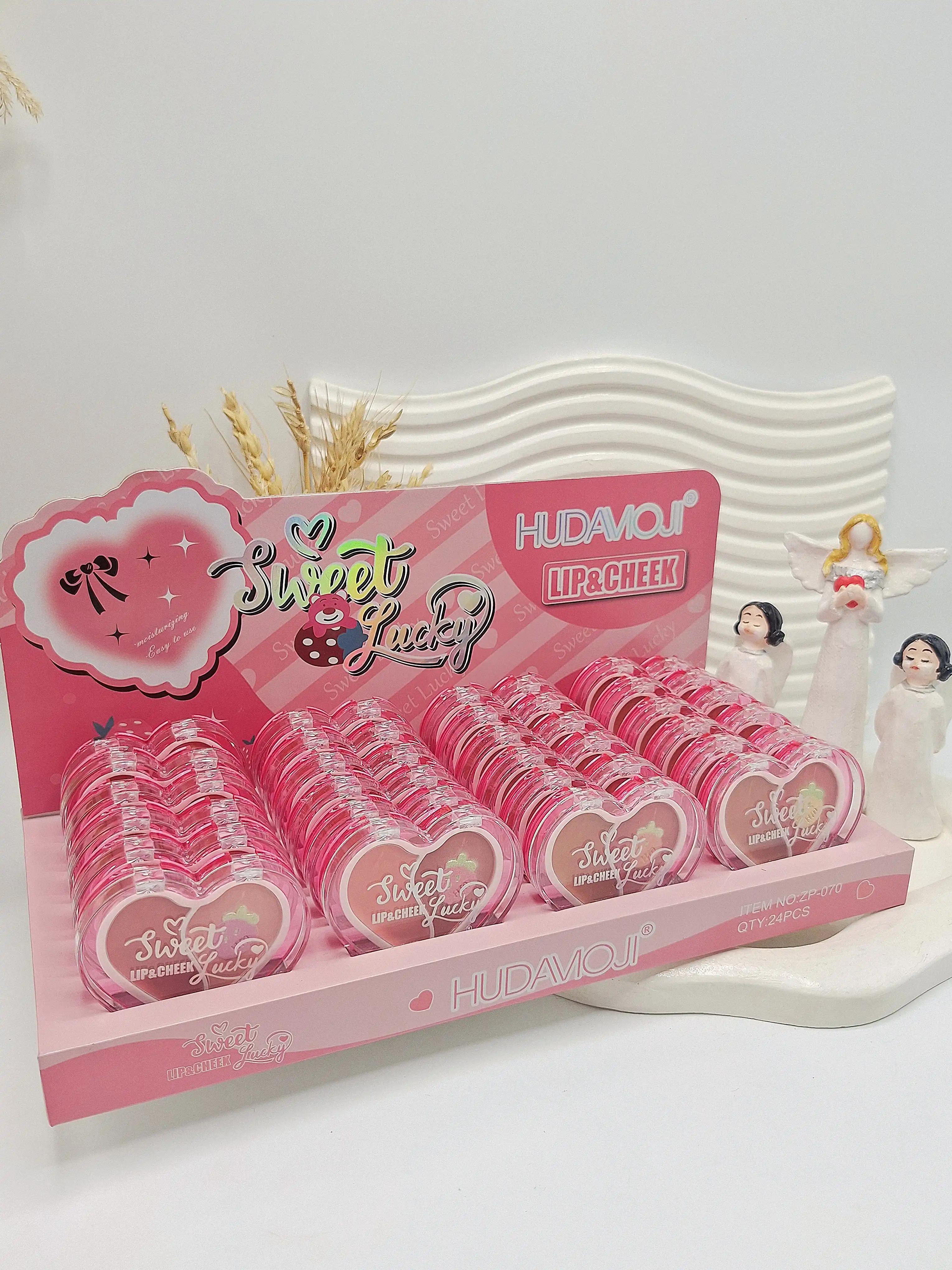 پالت سه کاره رژگونه و هایلایتر مدل قلبی کد 070