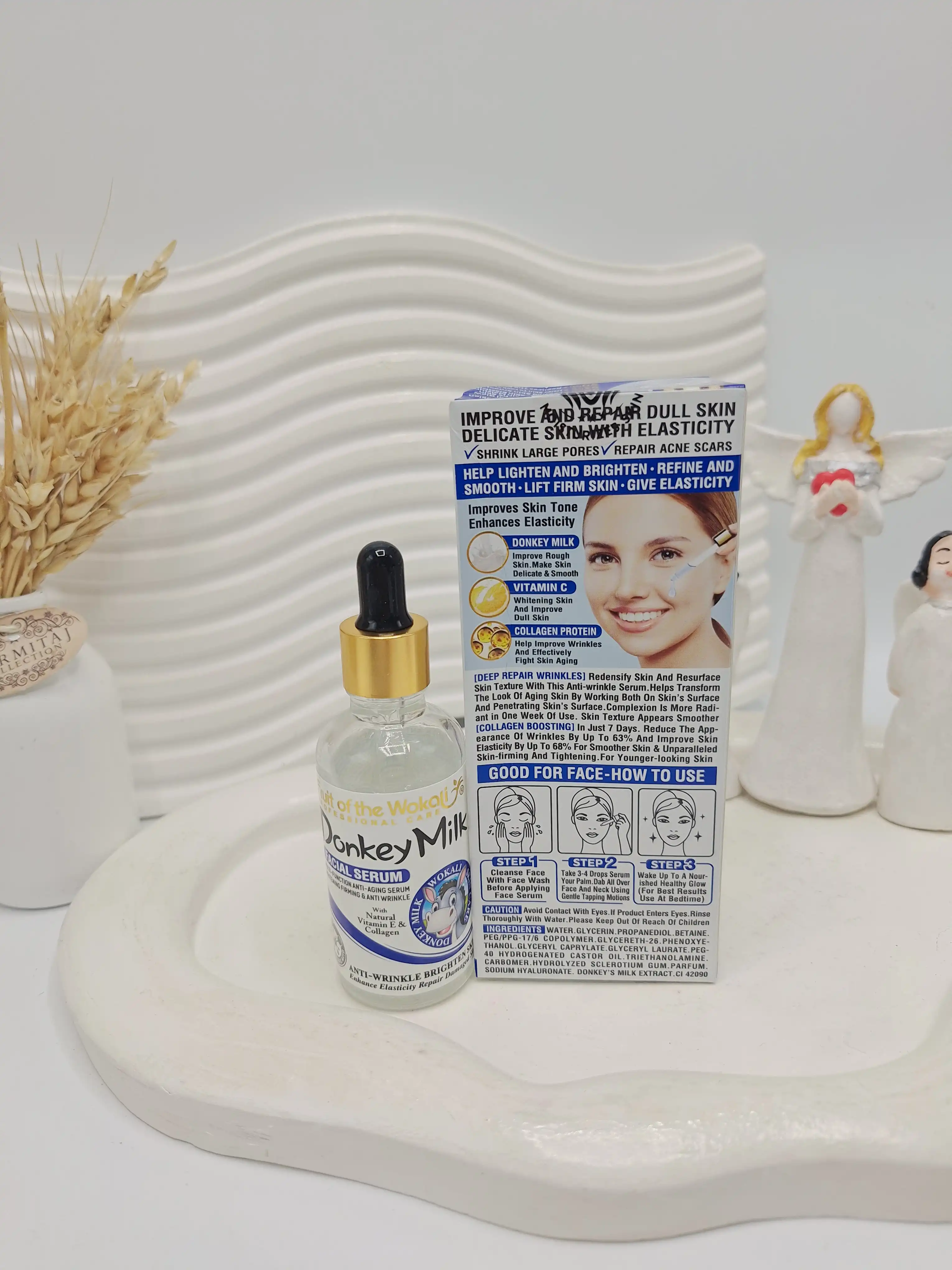 سرم پوستی سفید کننده و جوان کننده صورت شير الاغ برند وکالی کد 3089 ( کارتن آبی)