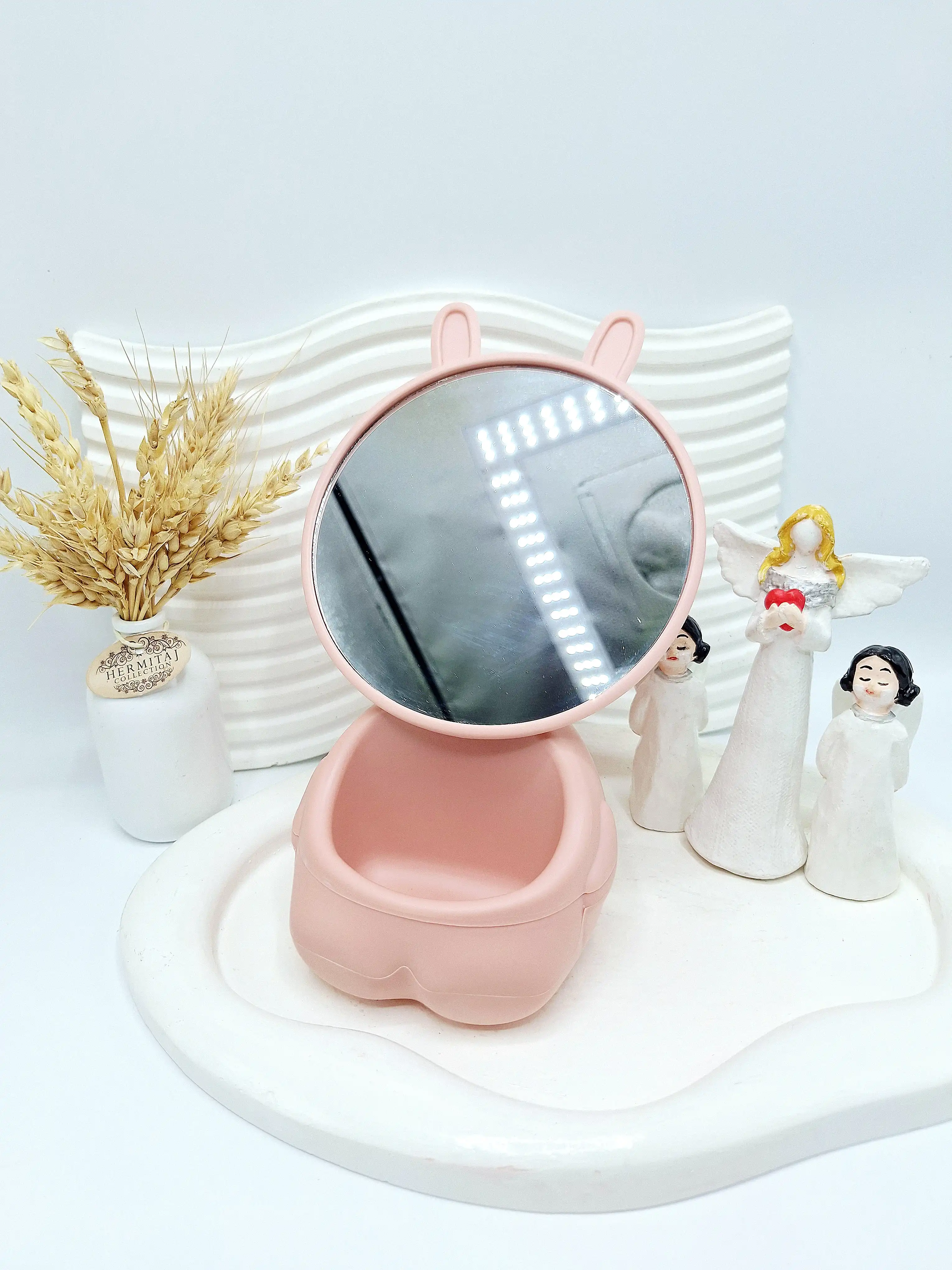 آینه گرد رومیزی طرح خرگوشی