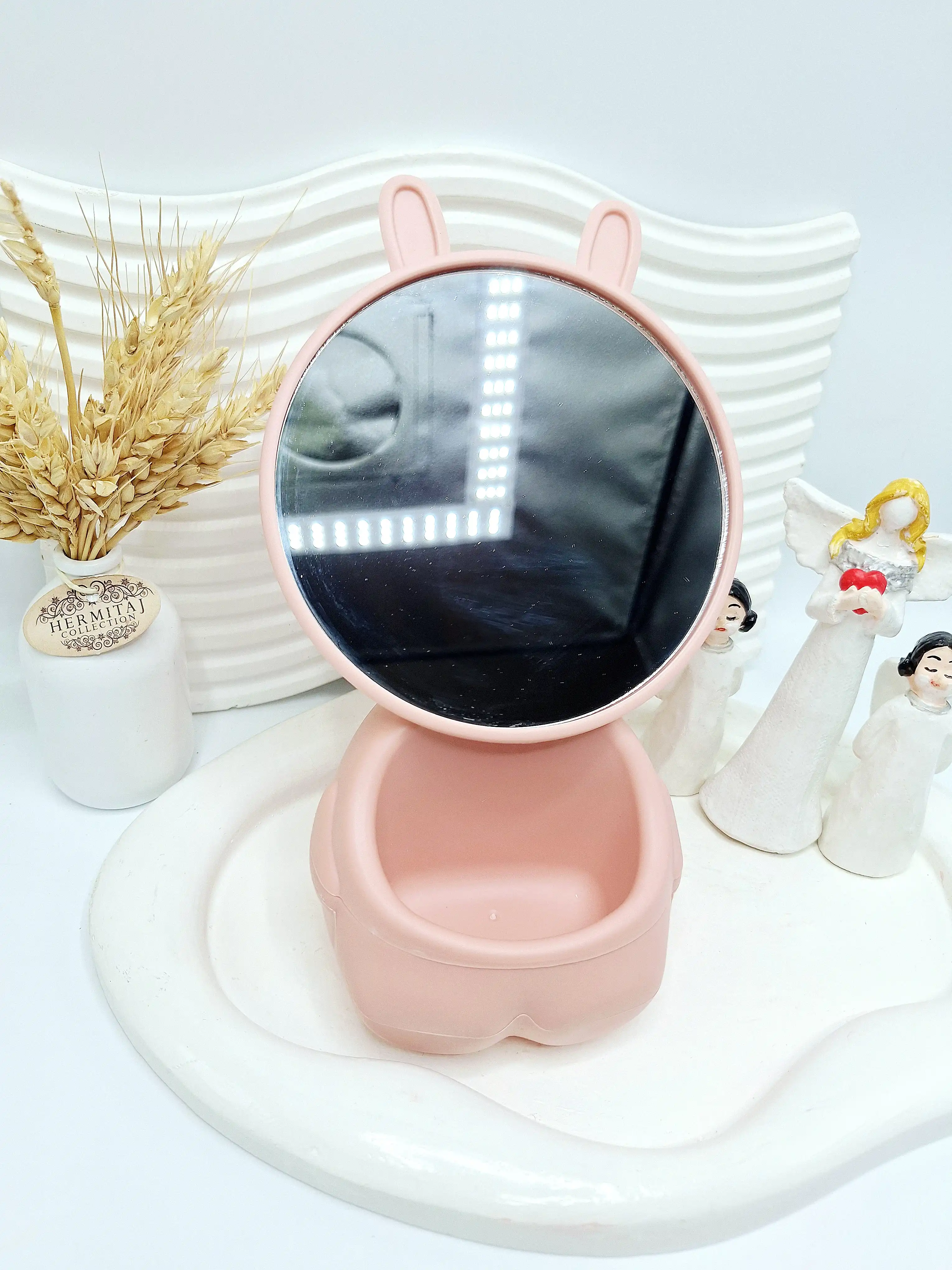 آینه گرد رومیزی طرح خرگوشی