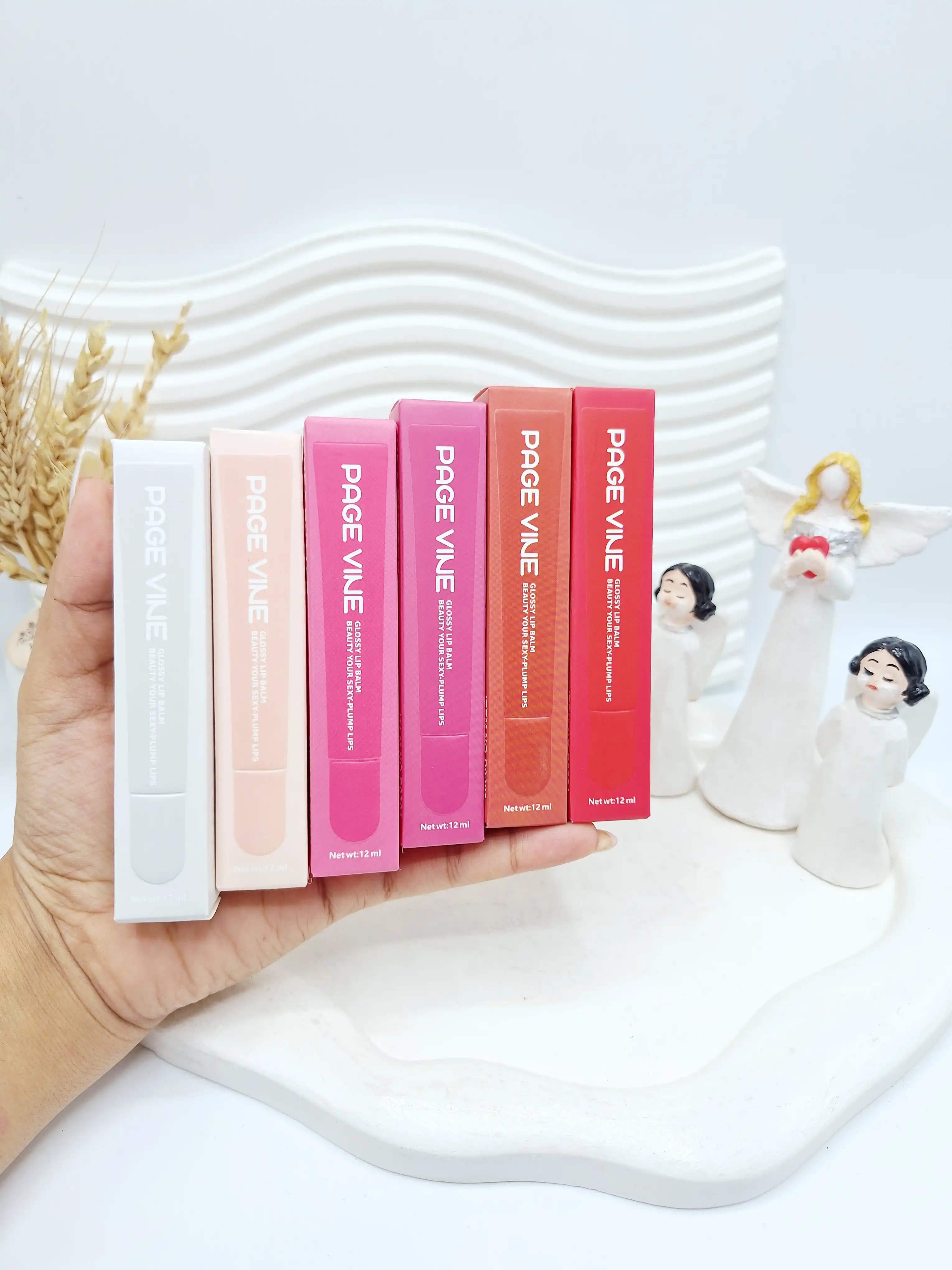 لیپ گلاس دوپ رود شیشه ای  برند page vine کارتن رنگی کد 0079