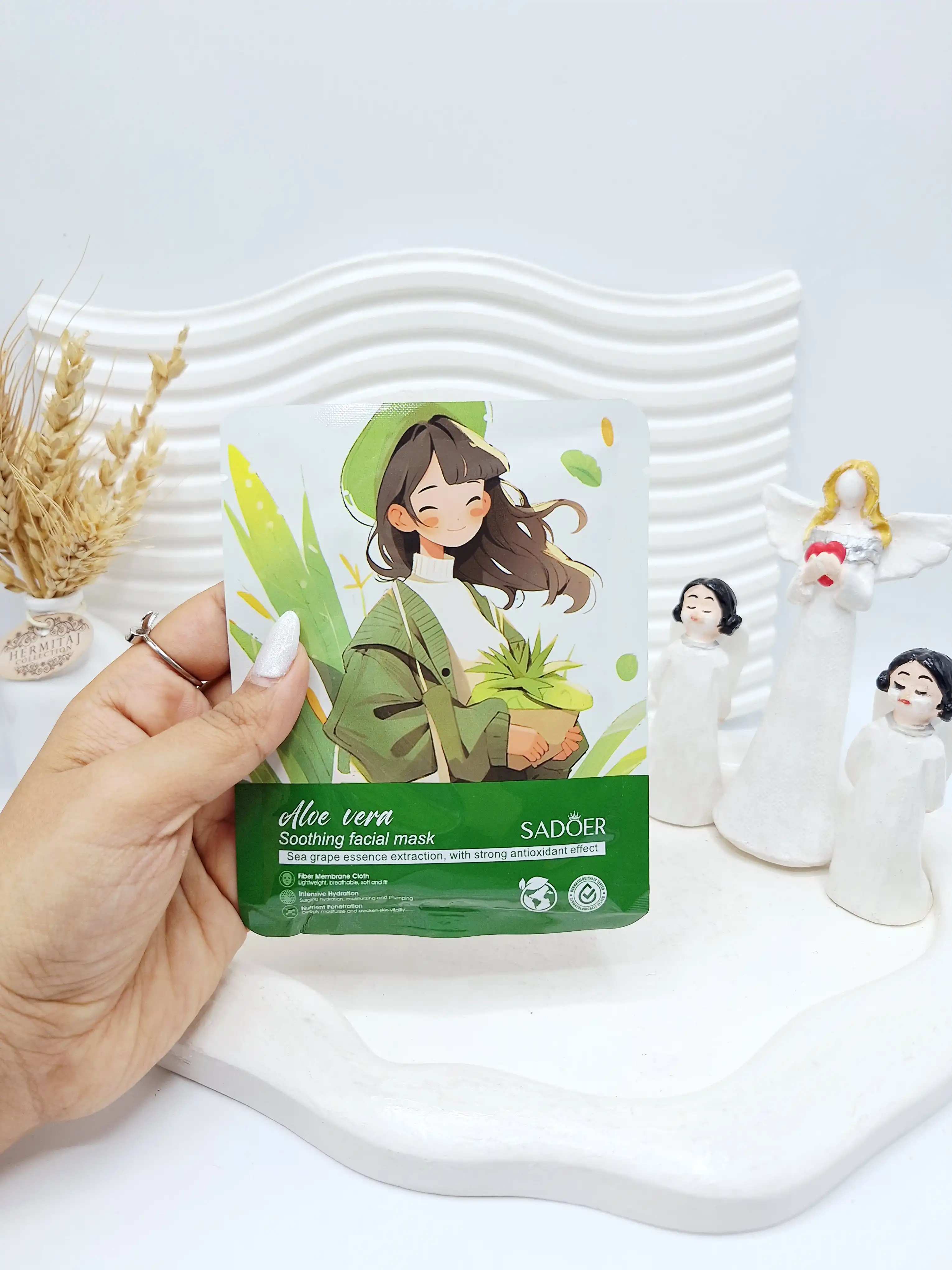 ماسک ورقه ای آبرسان رایحه آلوئه ورا طرح دختر برند SADOER کد 6452