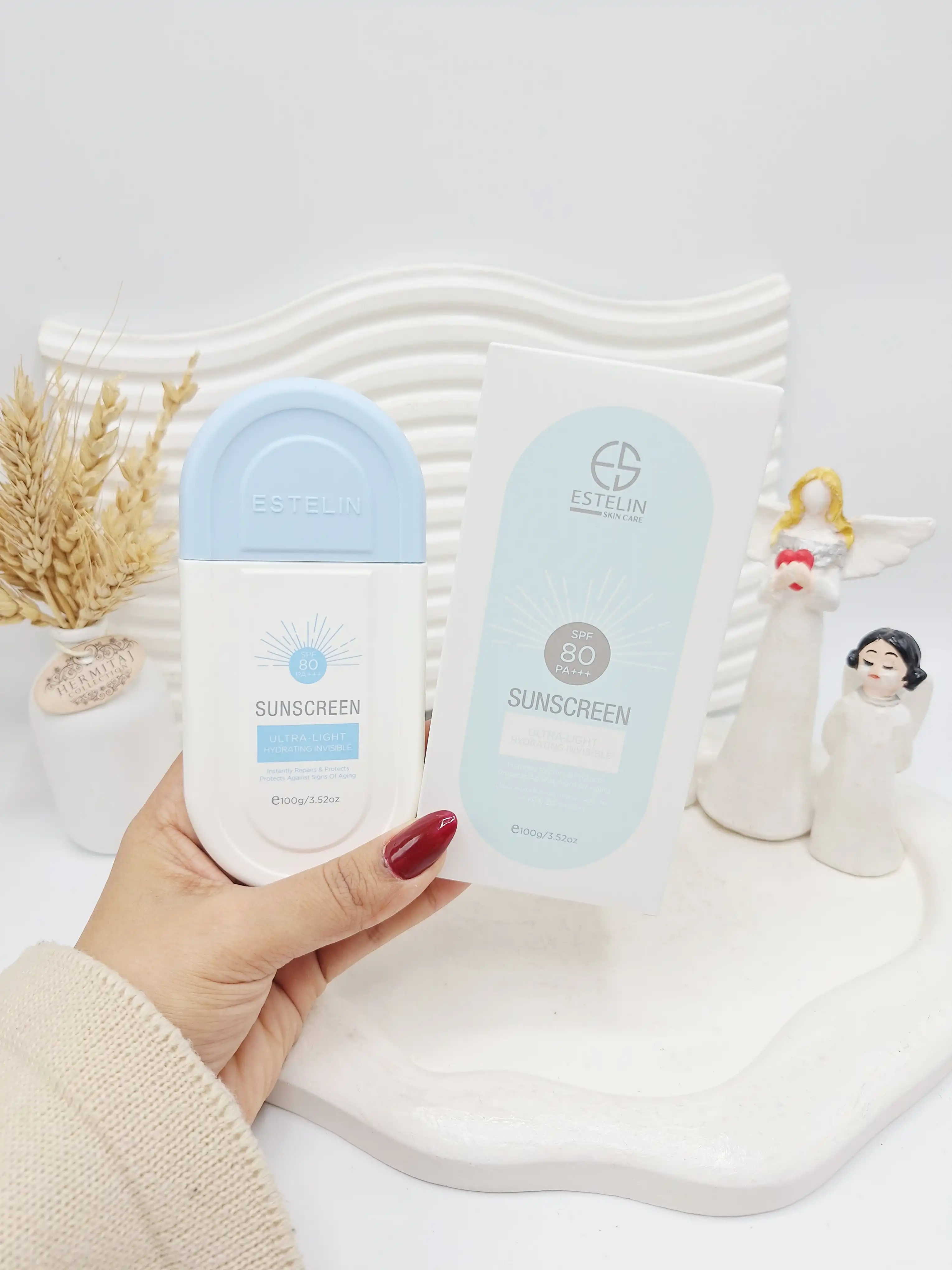 کرم ضد آفتاب بی رنگ استلین 80 SPF مدل ultra کارتن آبی اصلی کد 4565