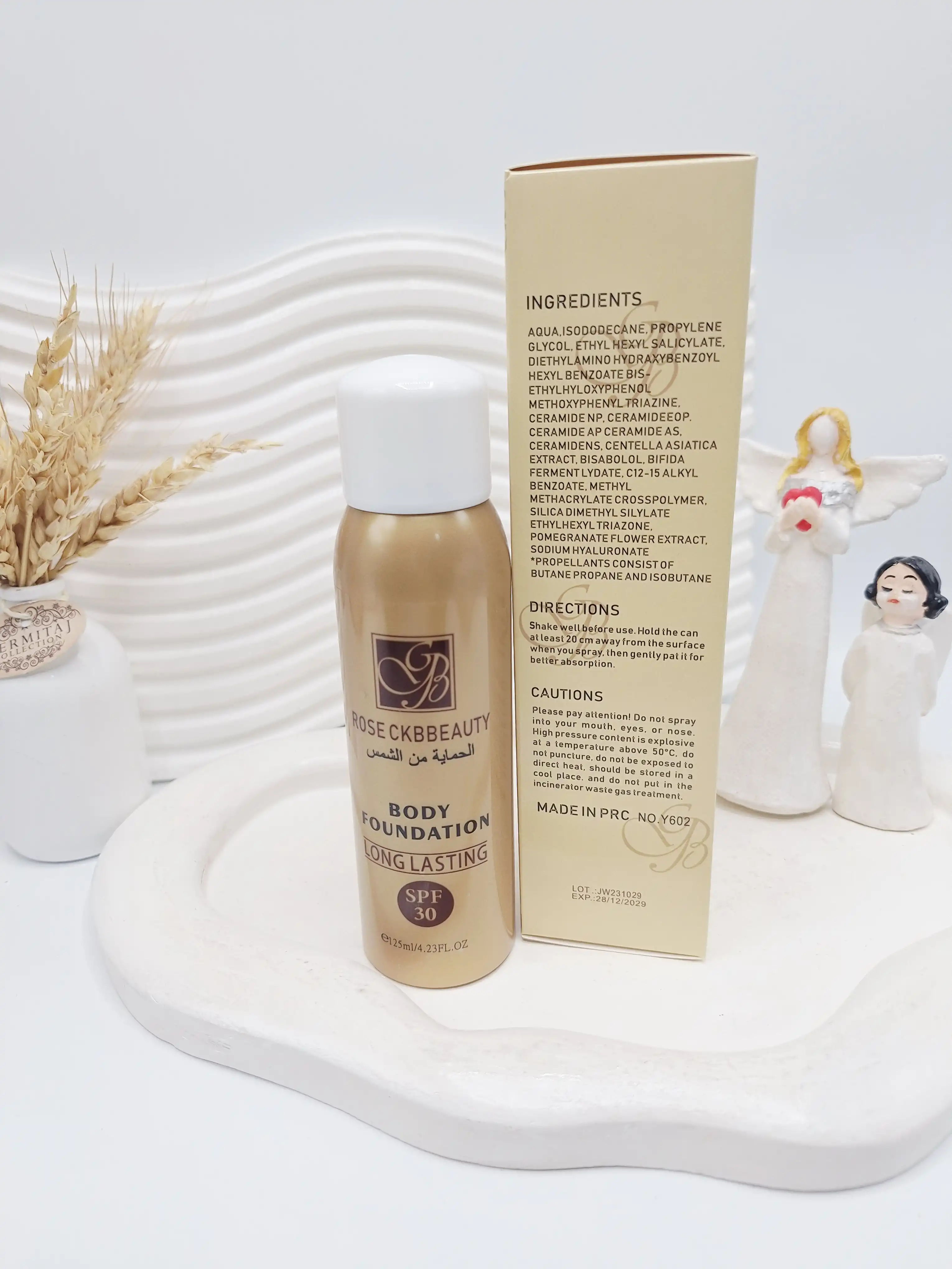 اسپری سفید کننده بدن با ماندگاری بلند SPF 30 برند ROSE CKBBEAUTY کد 1279