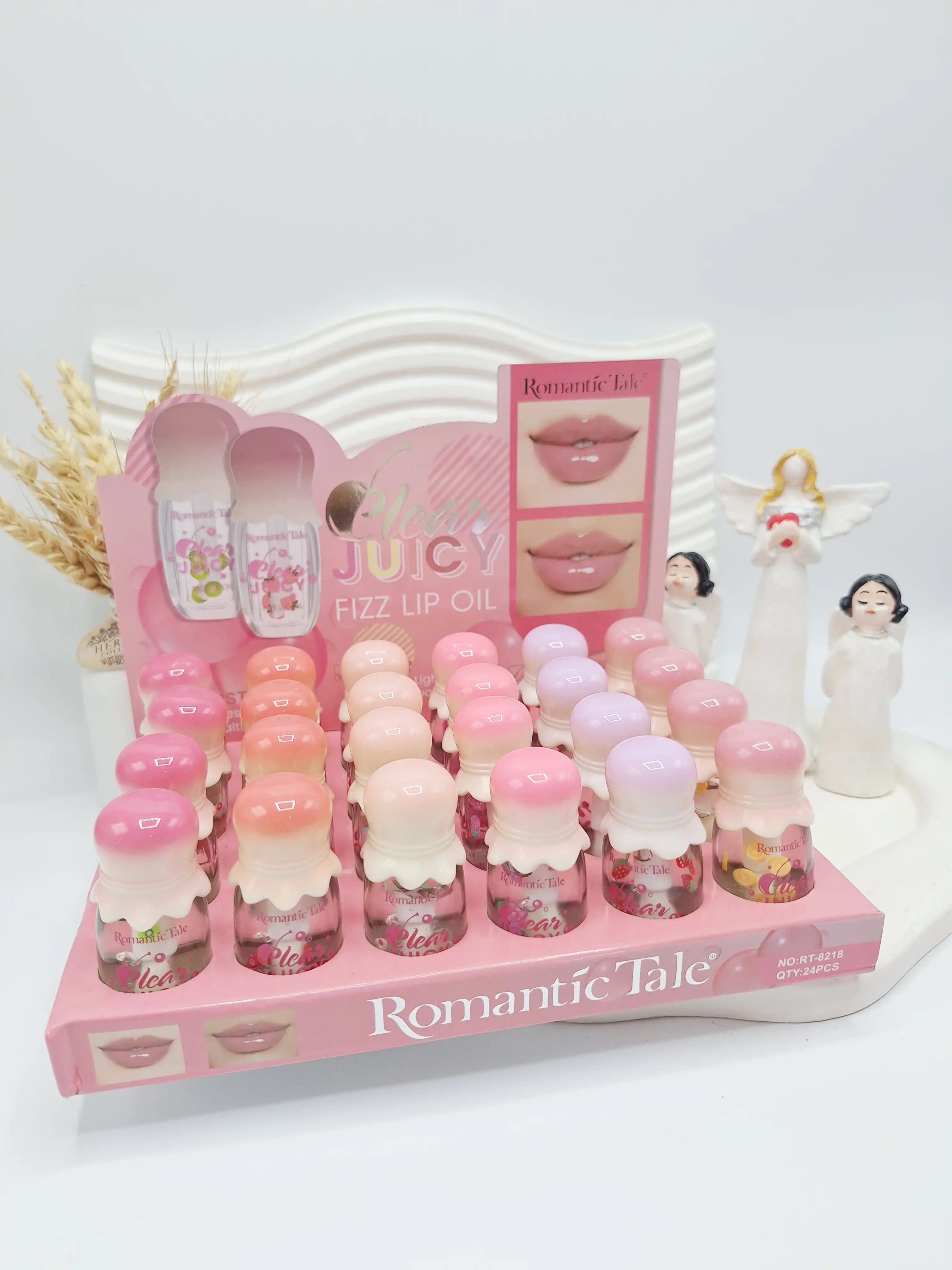 برق لب فانتزی بطری با تکه های میوه برند Romantic Tale کد 8218