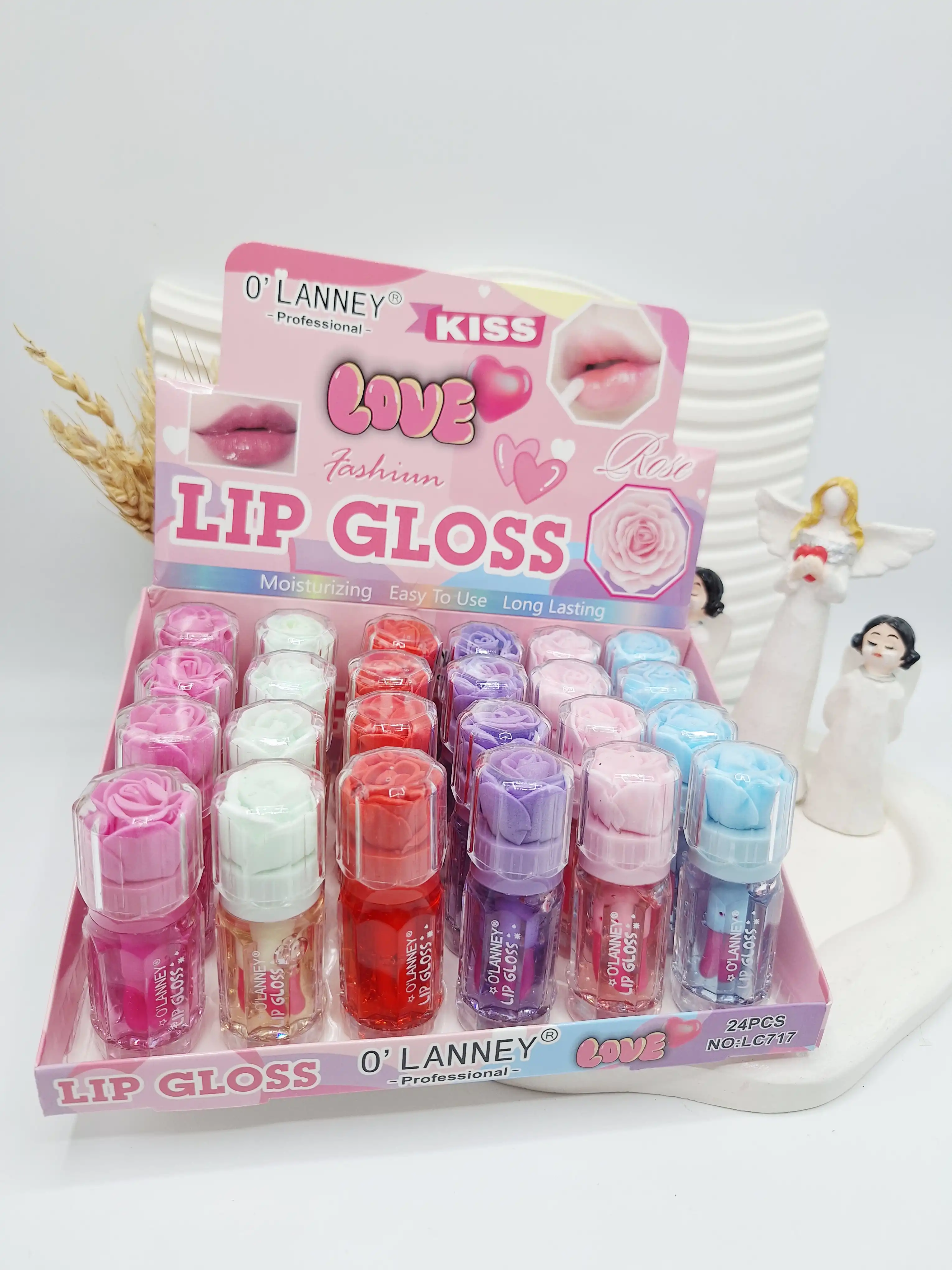 لیپ گلاس حرارتی گل رز جذاب برند O'LANNEY کد 717