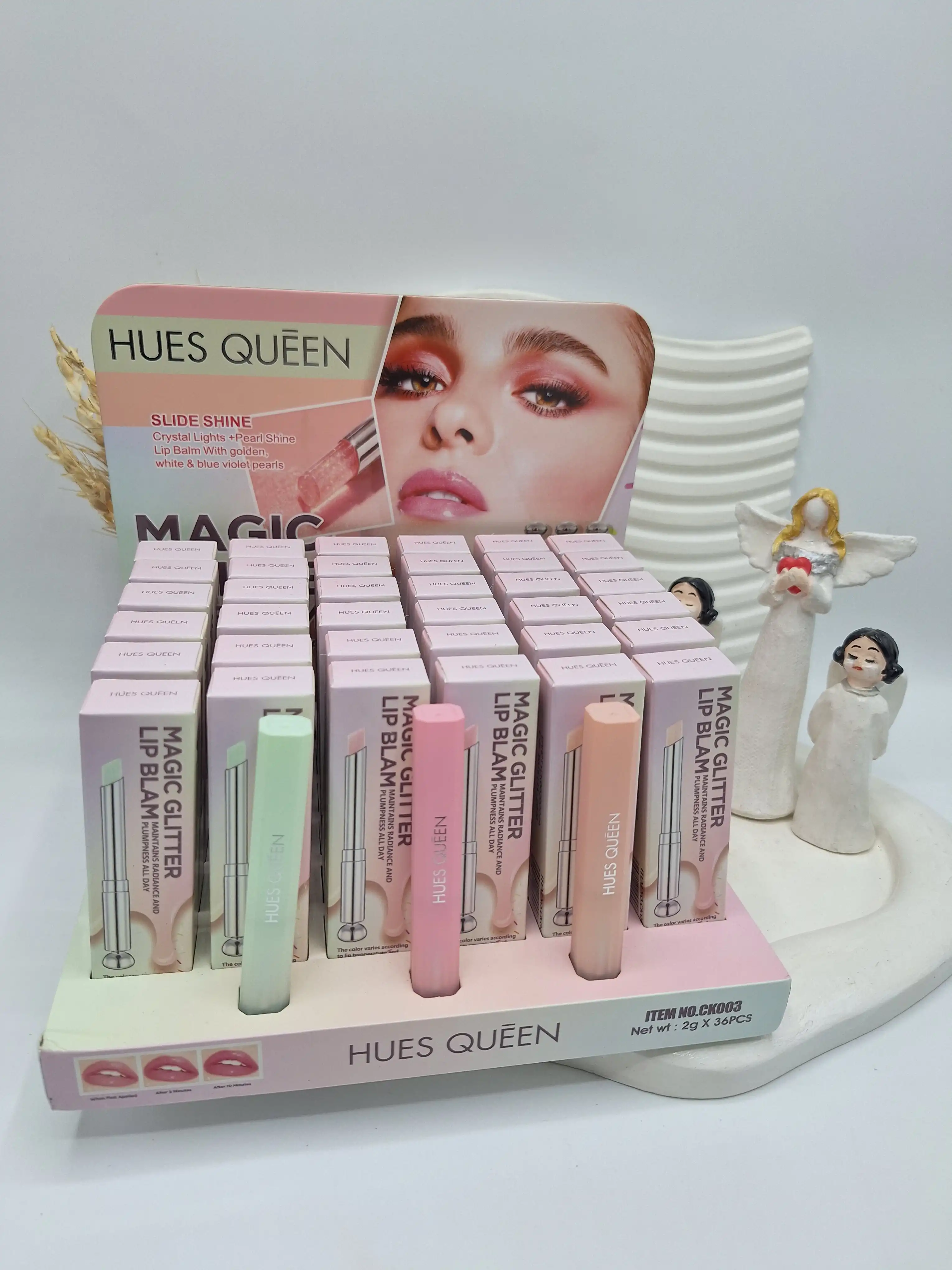 بالم لب ادایی گلیتری کهکشانی برند HUES QUEEN کد 0765
