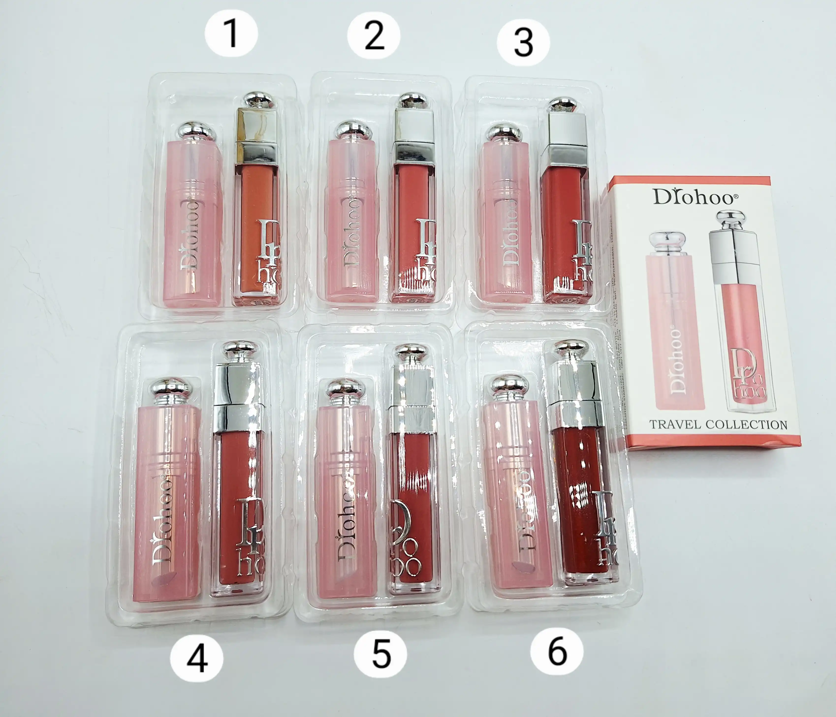 پک دوتایی لیپ گلاس و رژ مایع طرح دیور Drohoo کد 1506