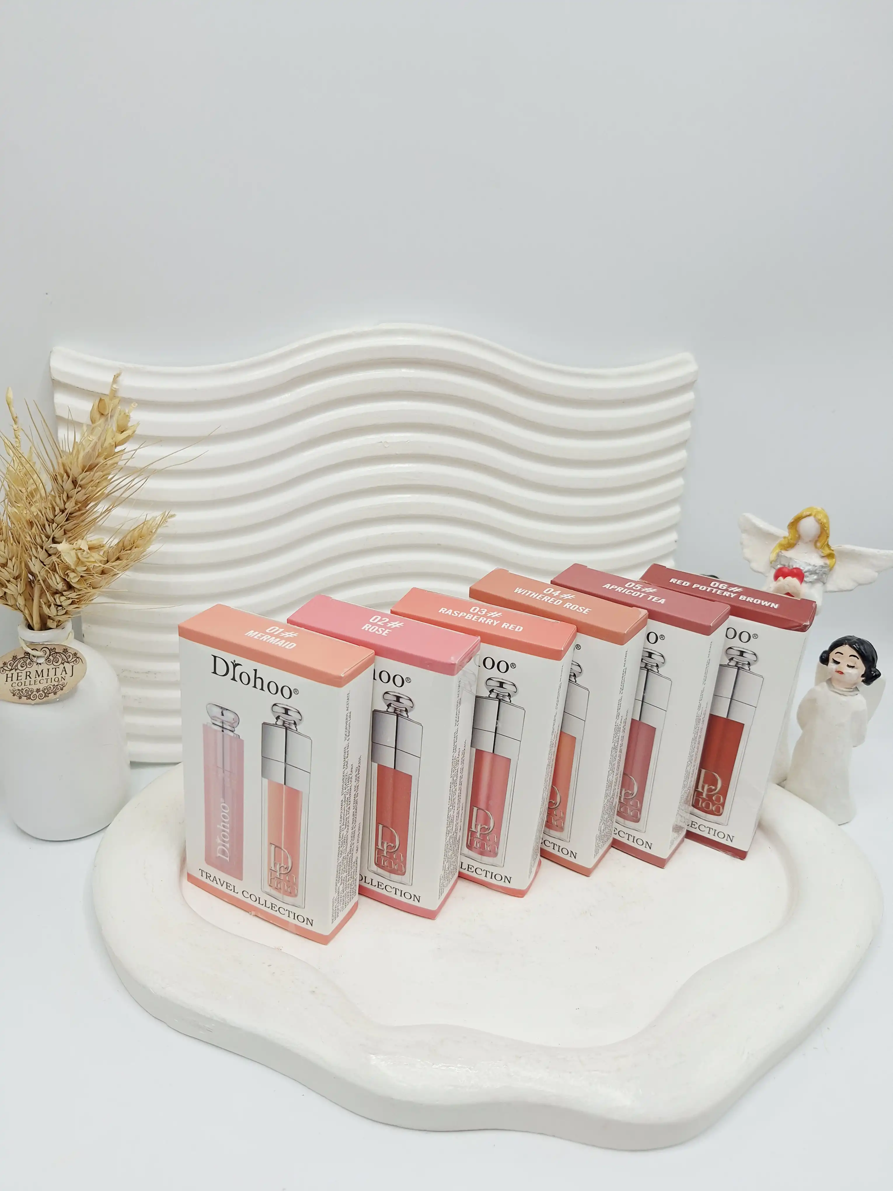 پک دوتایی لیپ گلاس و رژ مایع طرح دیور Drohoo کد 1506