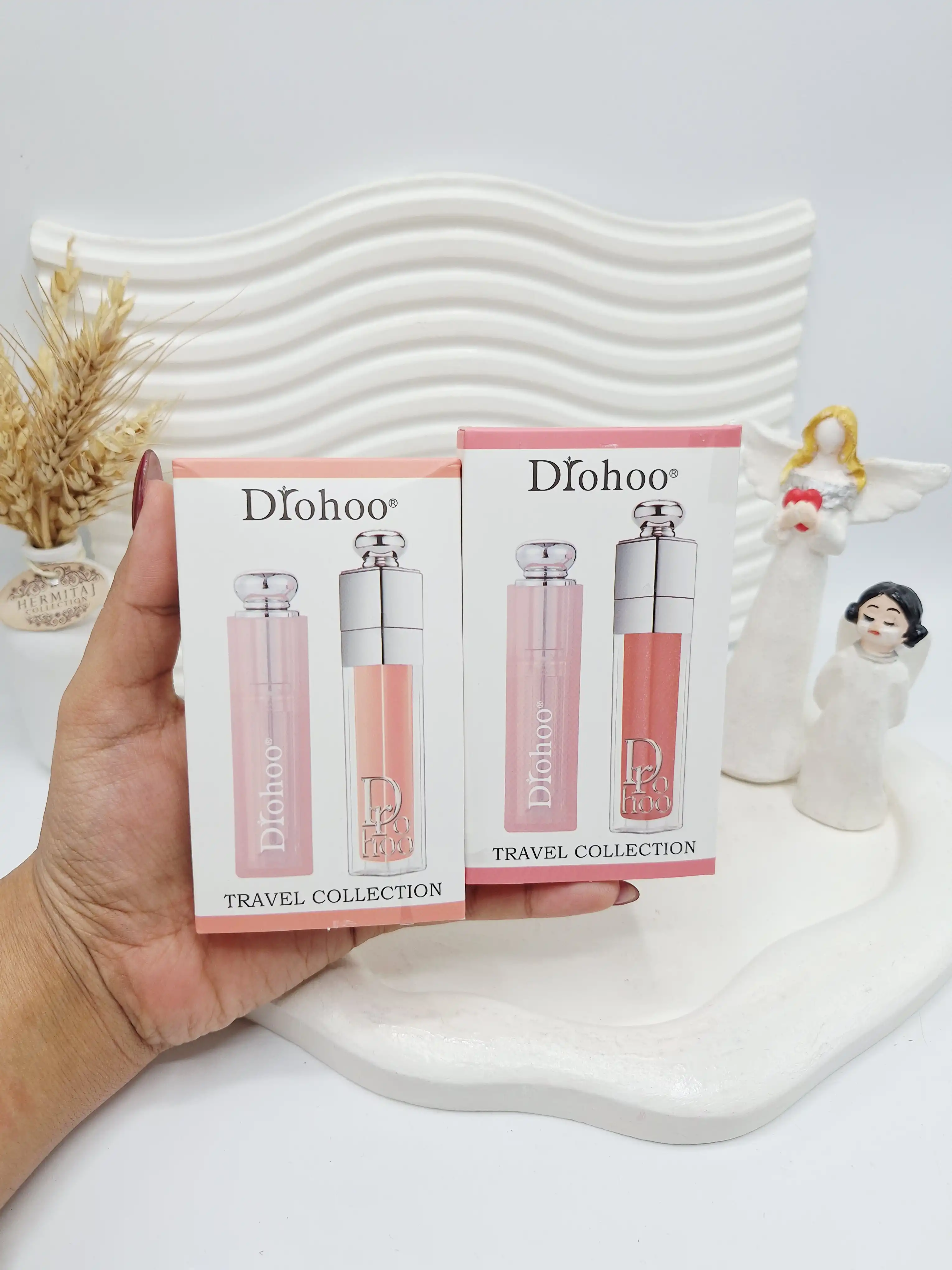 پک دوتایی لیپ گلاس و رژ مایع طرح دیور Drohoo کد 1506