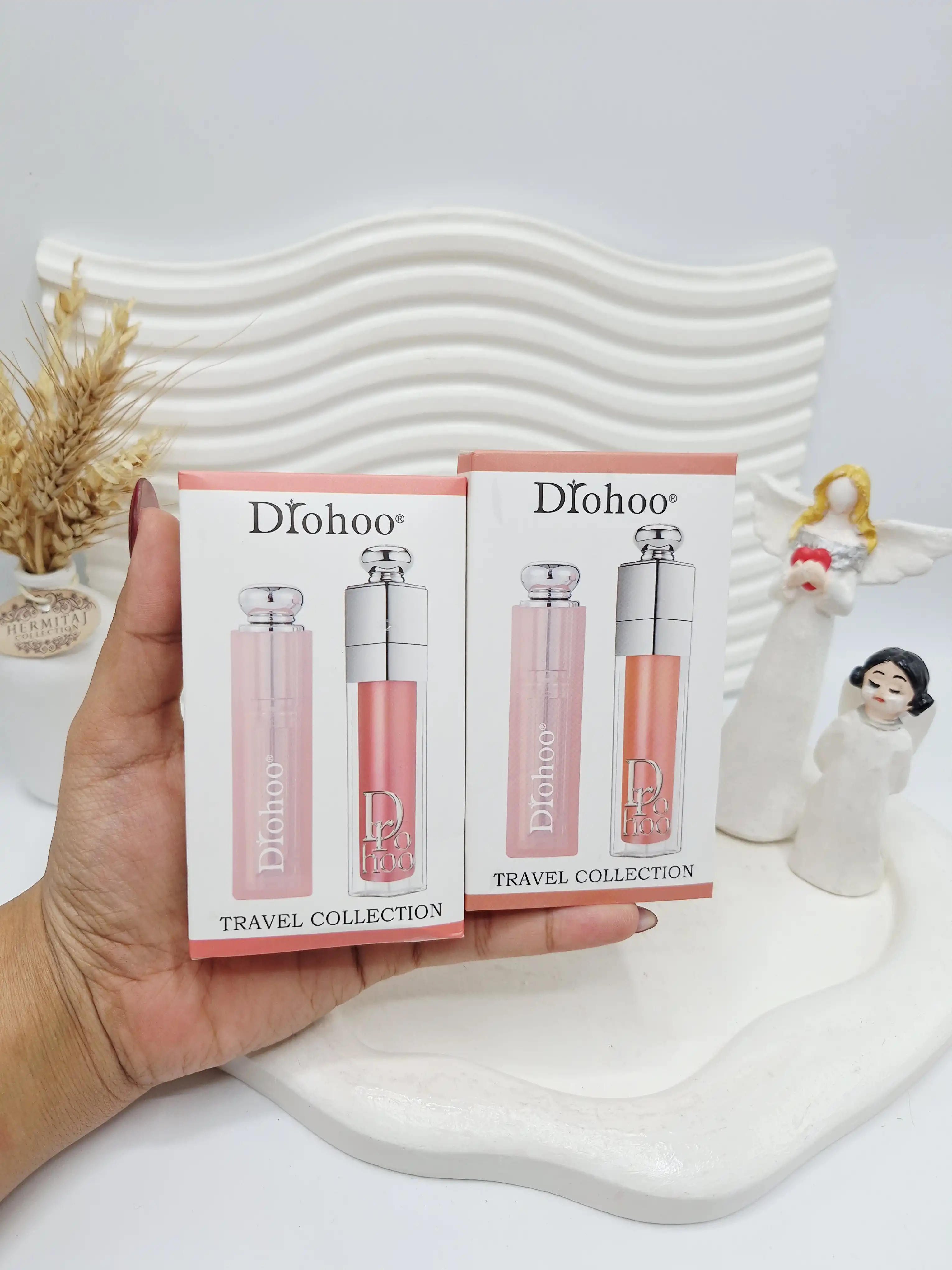 پک دوتایی لیپ گلاس و رژ مایع طرح دیور Drohoo کد 1506