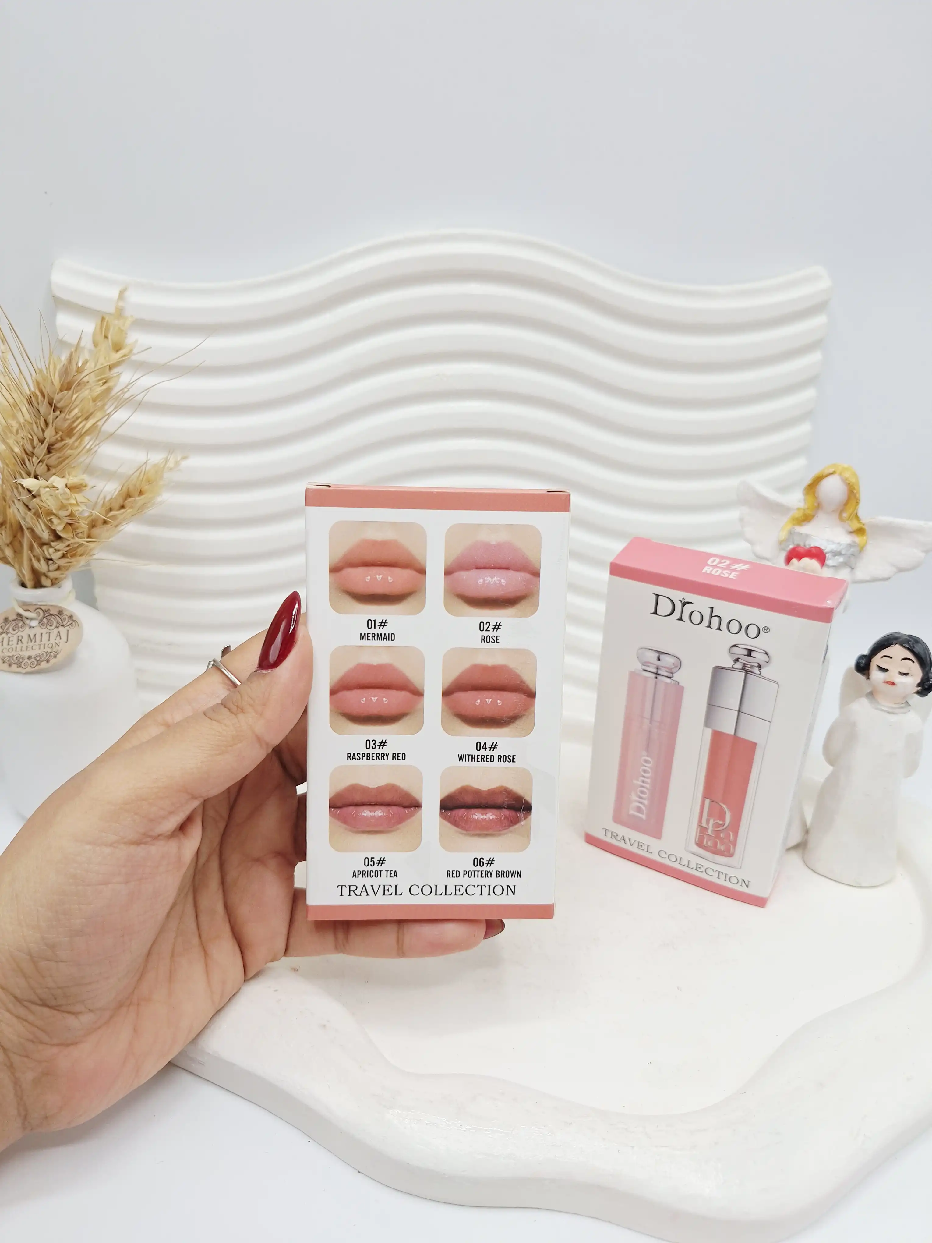 پک دوتایی لیپ گلاس و رژ مایع طرح دیور Drohoo کد 1506