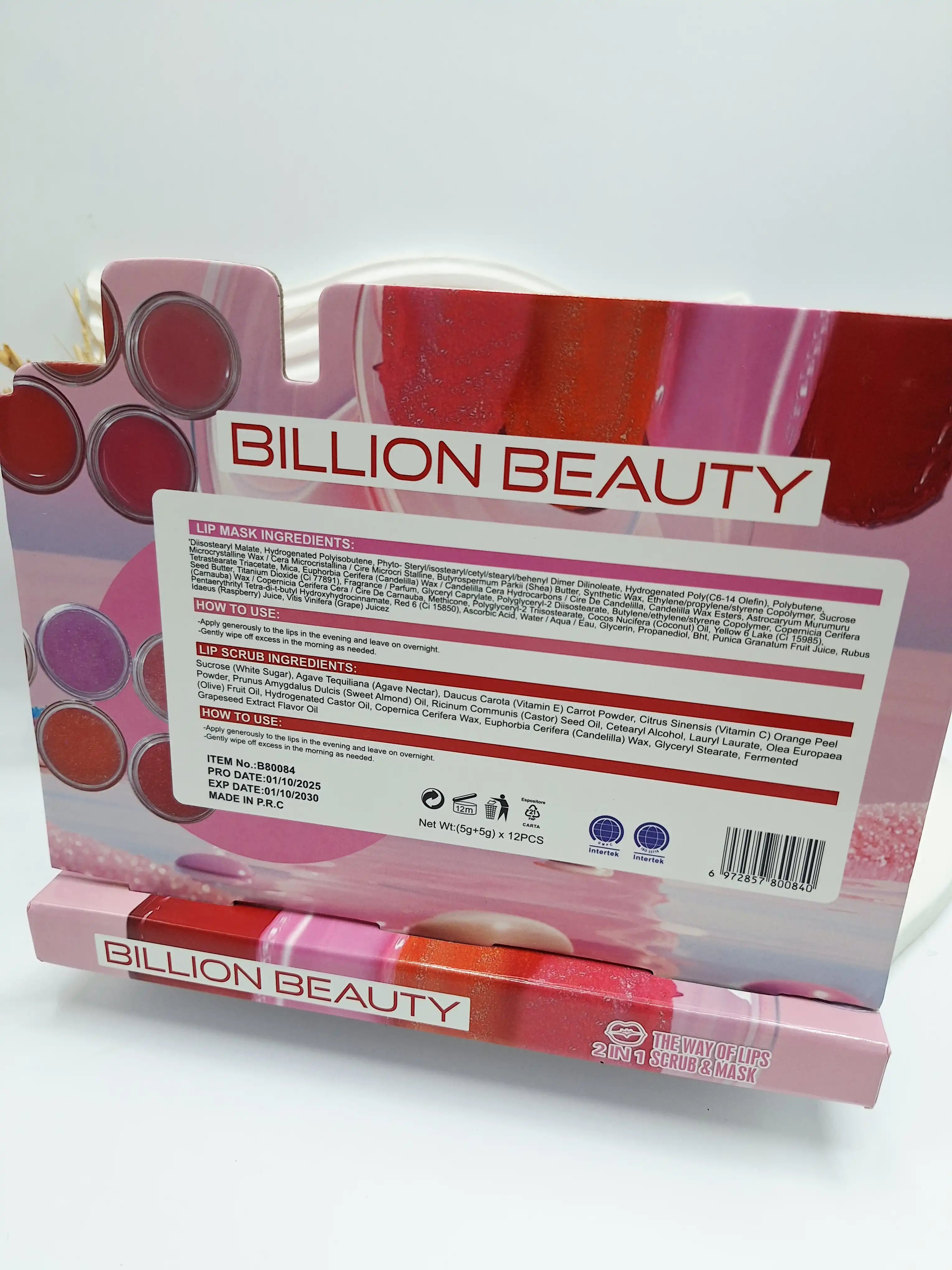 ماسک لب و اسکراب دوتایی برند بیلیون بیوتی کد 80084